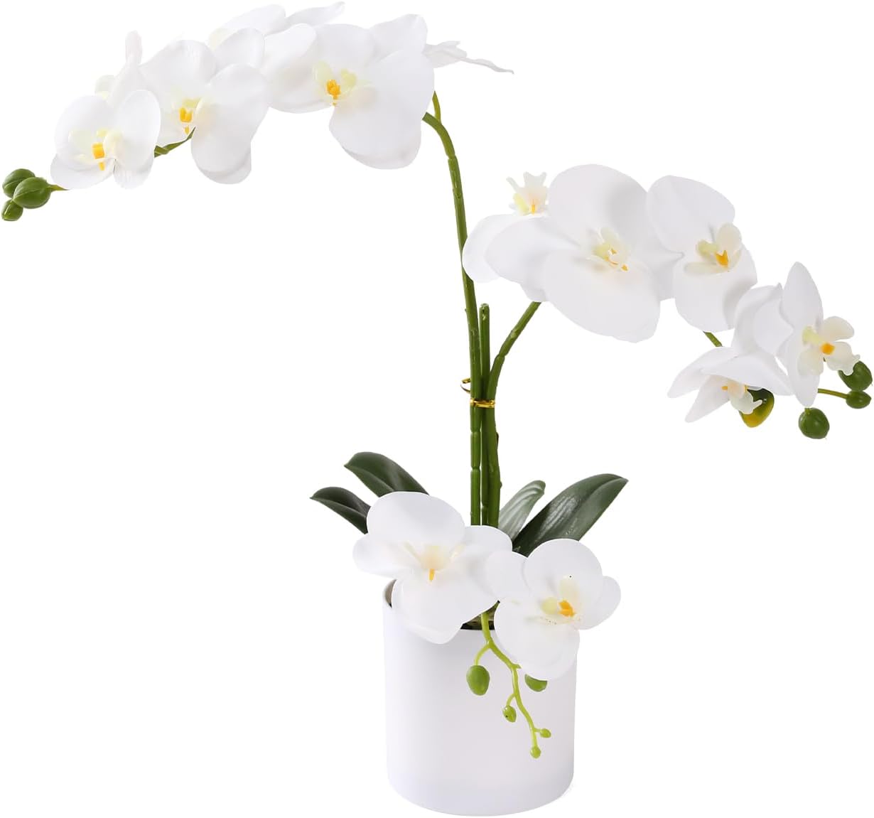 Fake Orchid Butterfly Orchid Bonsai 15 Inch White Artificial Flowers Realistic Plastic Flower Fake Flowers for Home Table and Cabinet Decoration Party and Wedding Decor Flowers Artificial Orchid