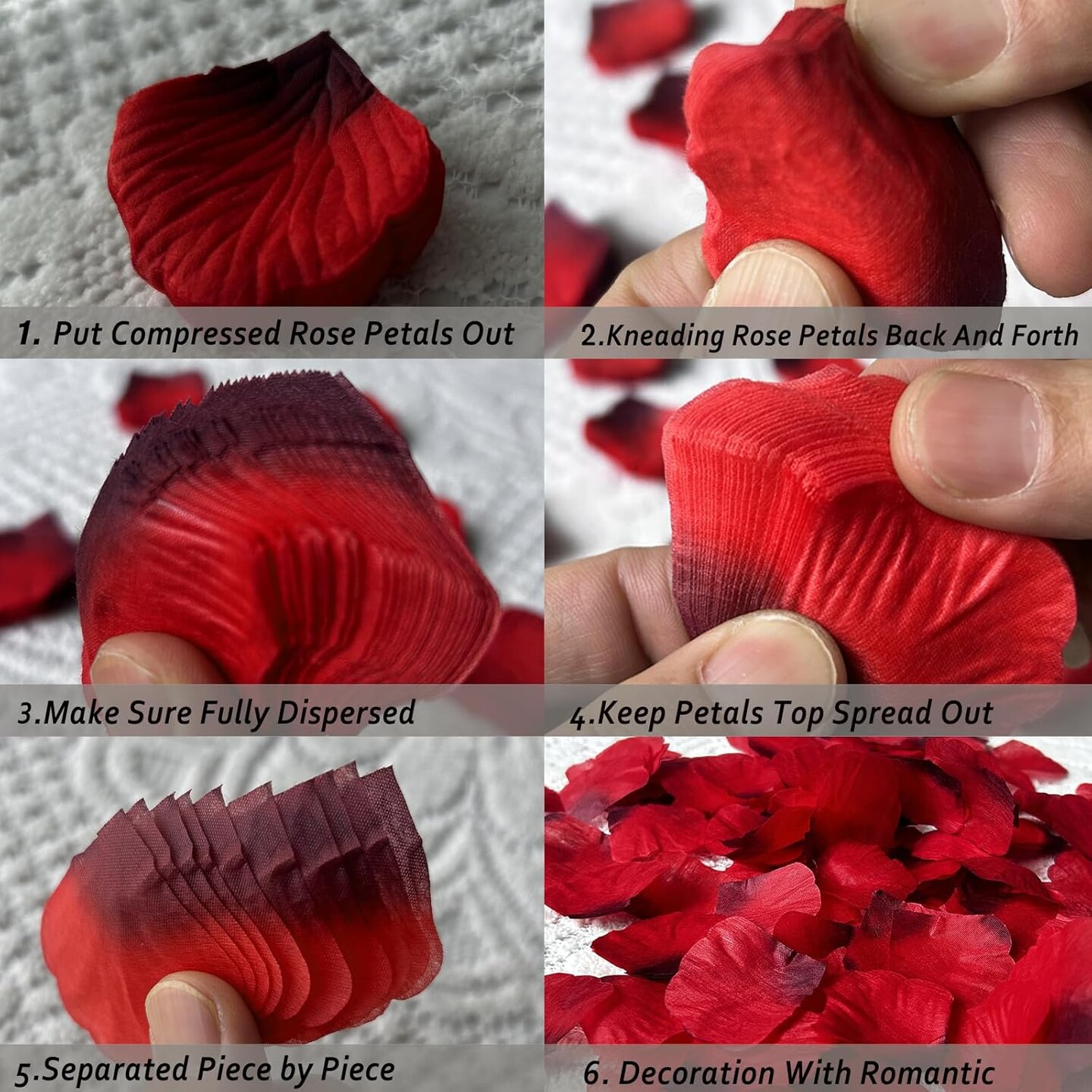 2000 PCS Silk Rose Petals, Artificial Flower Petals for Wedding Party, Valentine's Day,Romantic Night,Proposal Anniversary Flower Decorations Color Dark-Red
