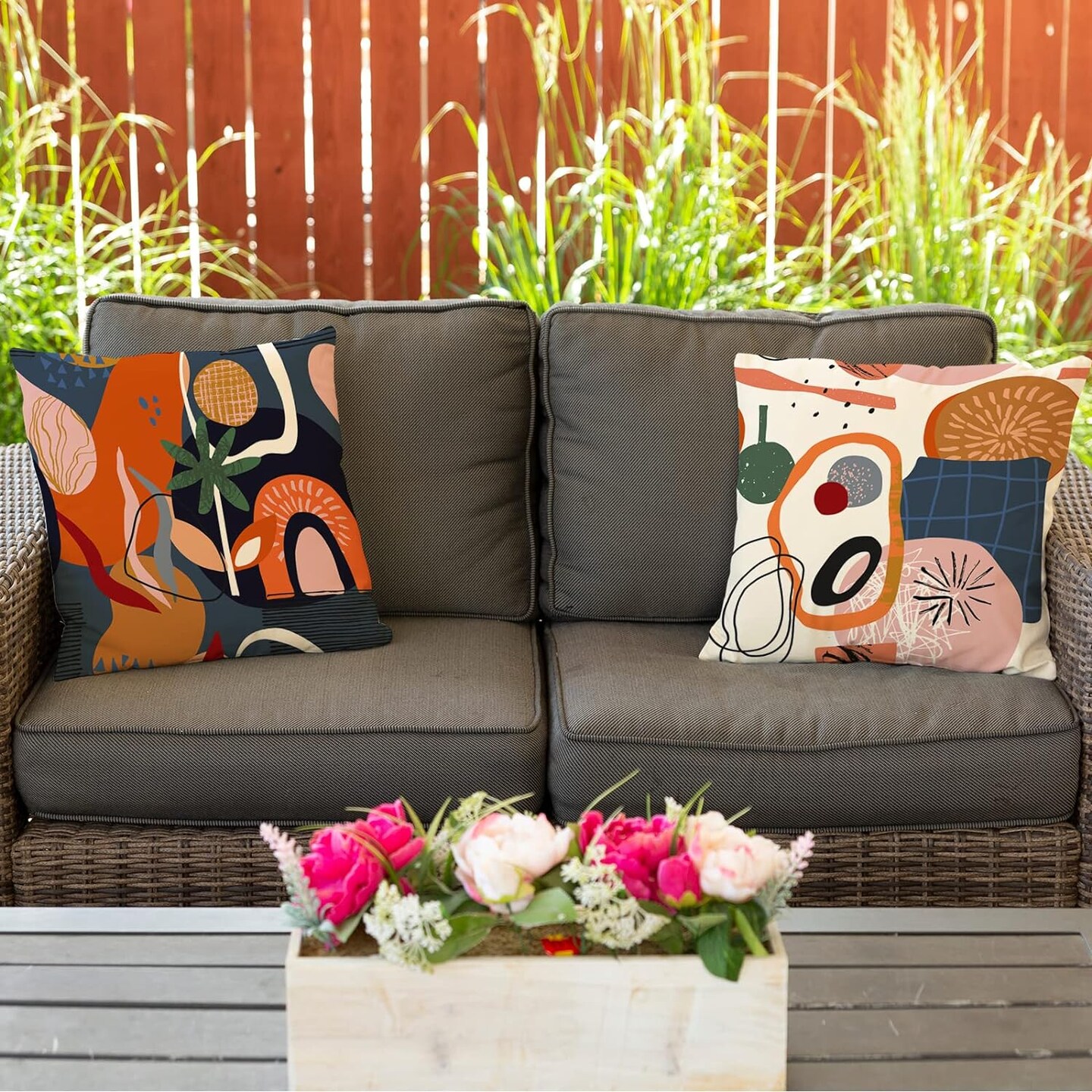 Abstract Art Colorful Mid Century Modern Throw Pillow Covers 20x20 Fall Boho Floral Geometric Minimalist Pillow Covers for Couch Outdoor Decor Set of 4