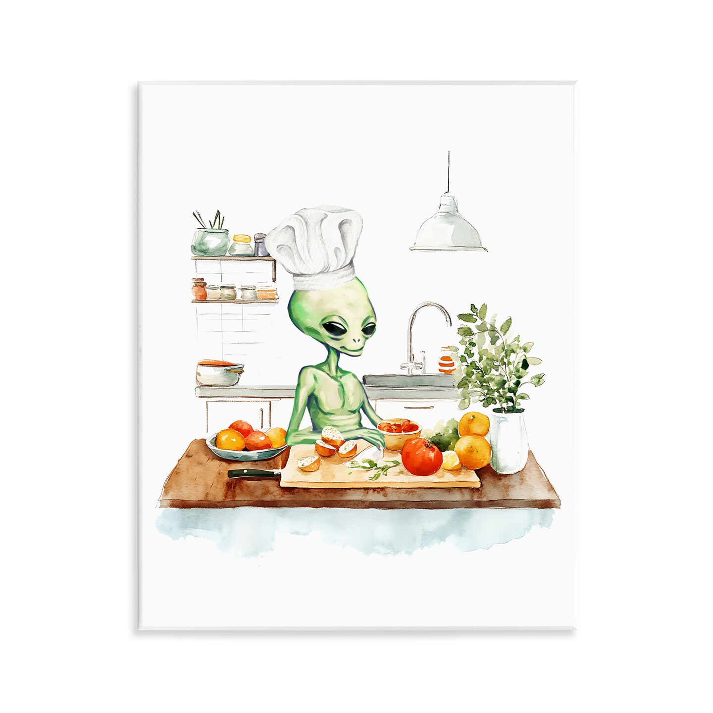 Stupell Industries Chef Alien in Kitchen Wall Plaque Design by Lil' Rue