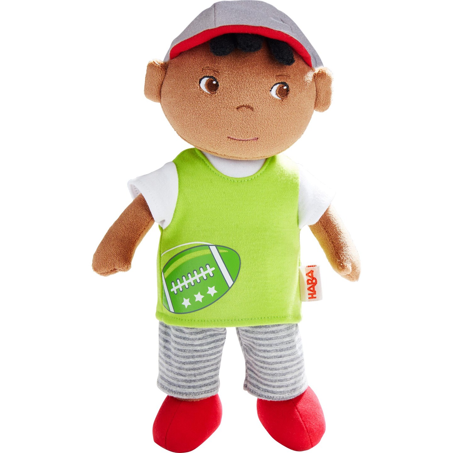HABA Soft Doll Mason – 11.5" Plush Baby Boy Toy with Black Hair for Ages 6 Months and Up, First Doll Gift for Kids, Machine Washable