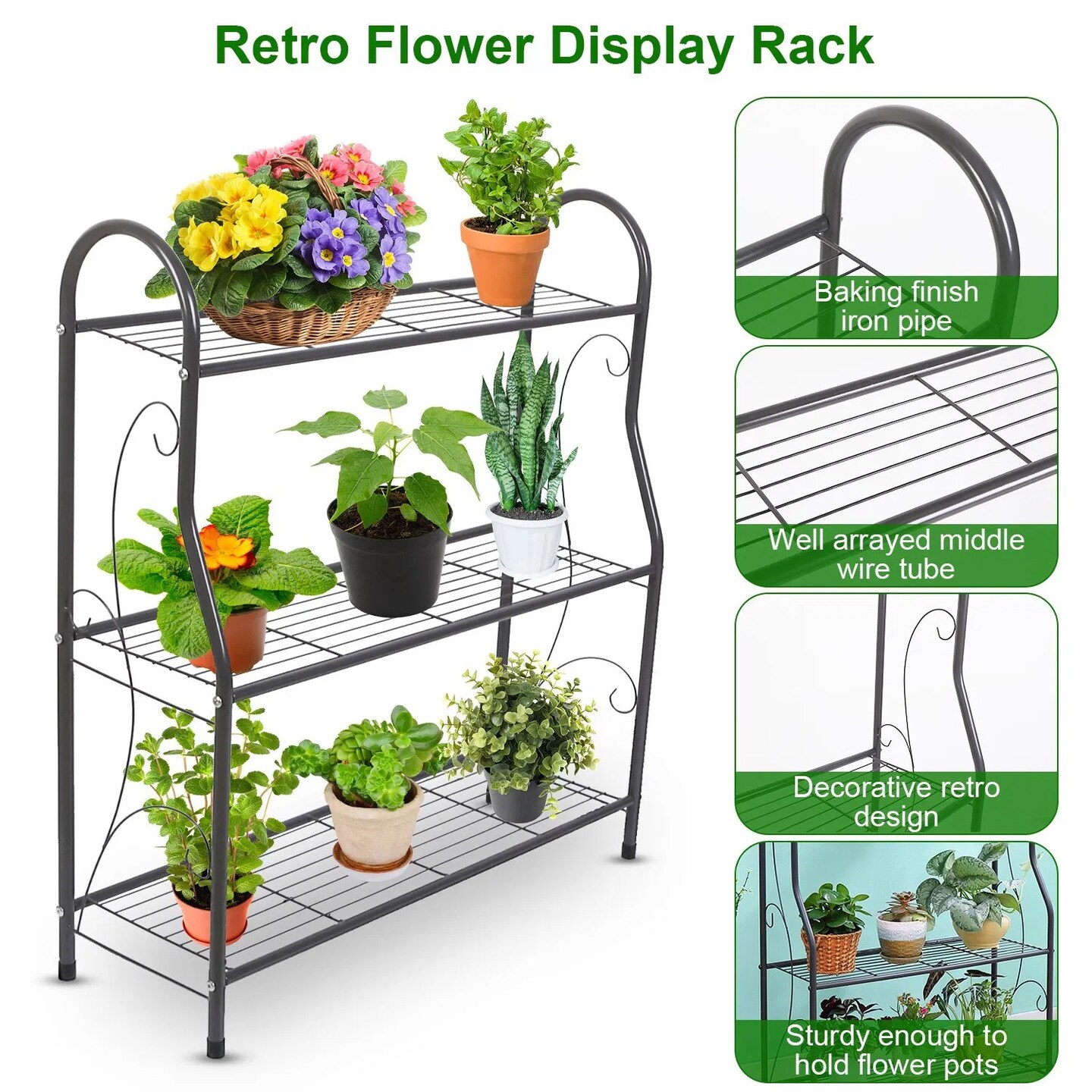 3-Tier Ladder-Style Metal Plant Stand