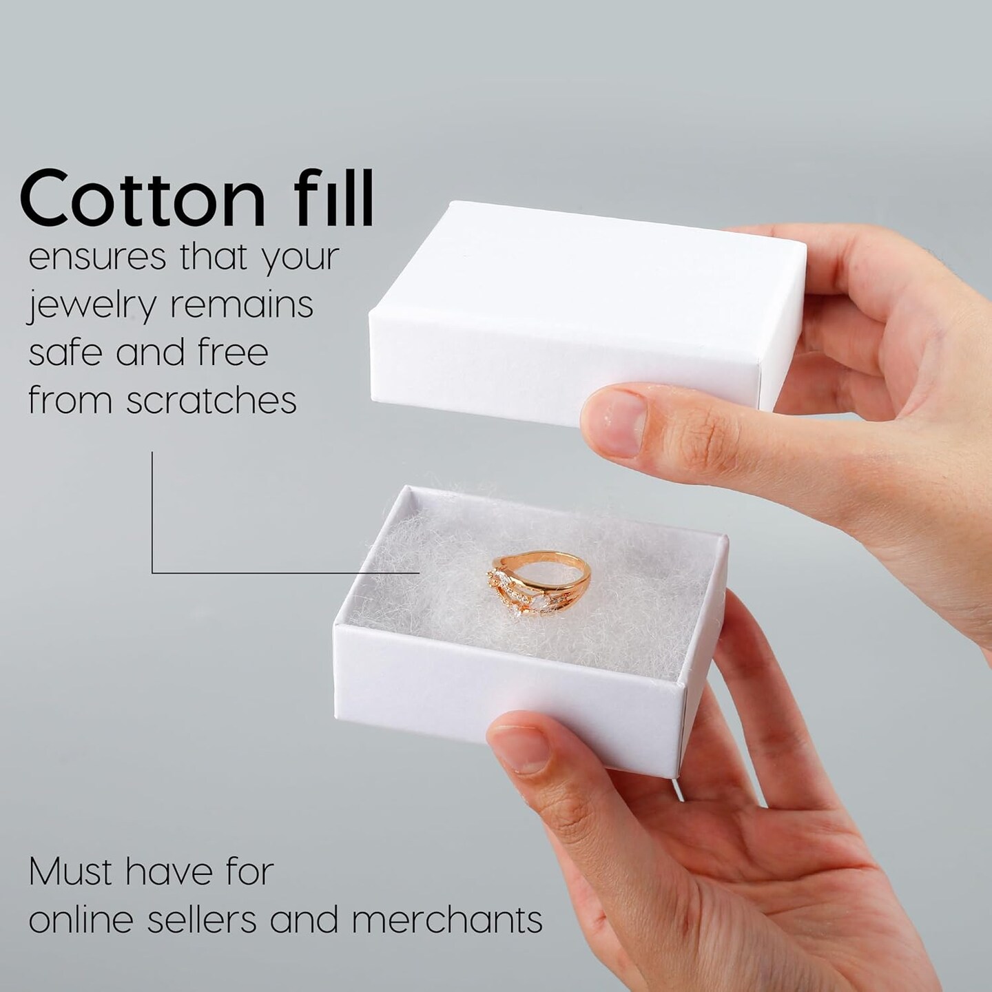 6-Pack Cotton Fill Cardboard Paper Jewelry Gift Box Case (White)