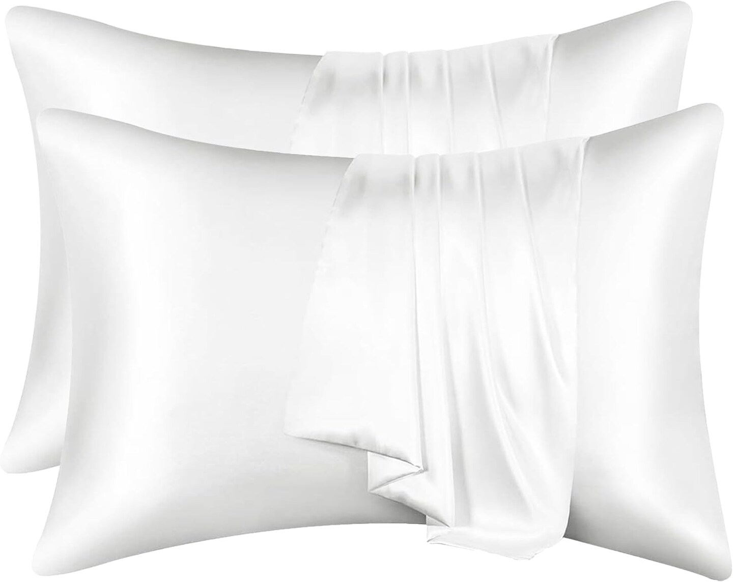 Silk Pillow Cases 2 Pack, 100% Pure Mulberry Silk Pillowcase for Hair and Skin Health, Standard Size 20&#x22; x 26&#x22; Silk Pillow Case, Soft Smooth Cooling Premium Grade Silk Pillow Covers (White)