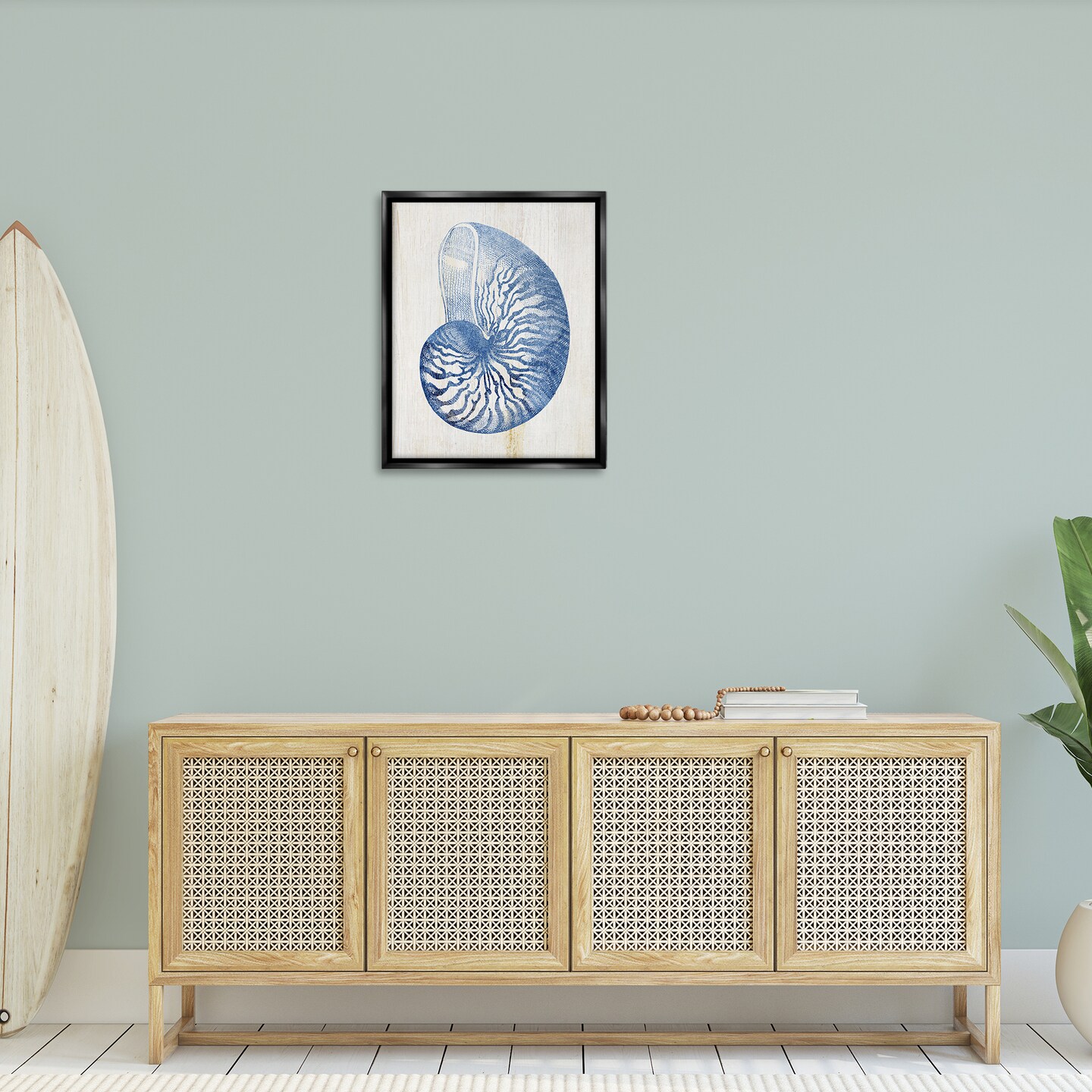 Stupell Industries Blue Nautilus Shell Floating Frame Design by Susan Arnot