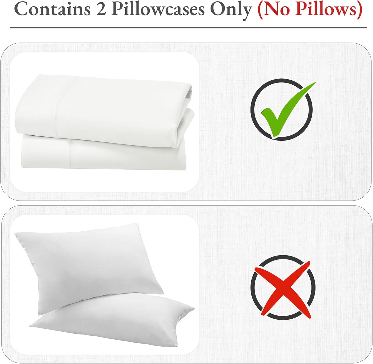 King Size Pillowcase Set - 400 Thread Count, 100% Cotton Sateen, Luxury Set of 2 Pillow Covers, Breathable, Cooling
