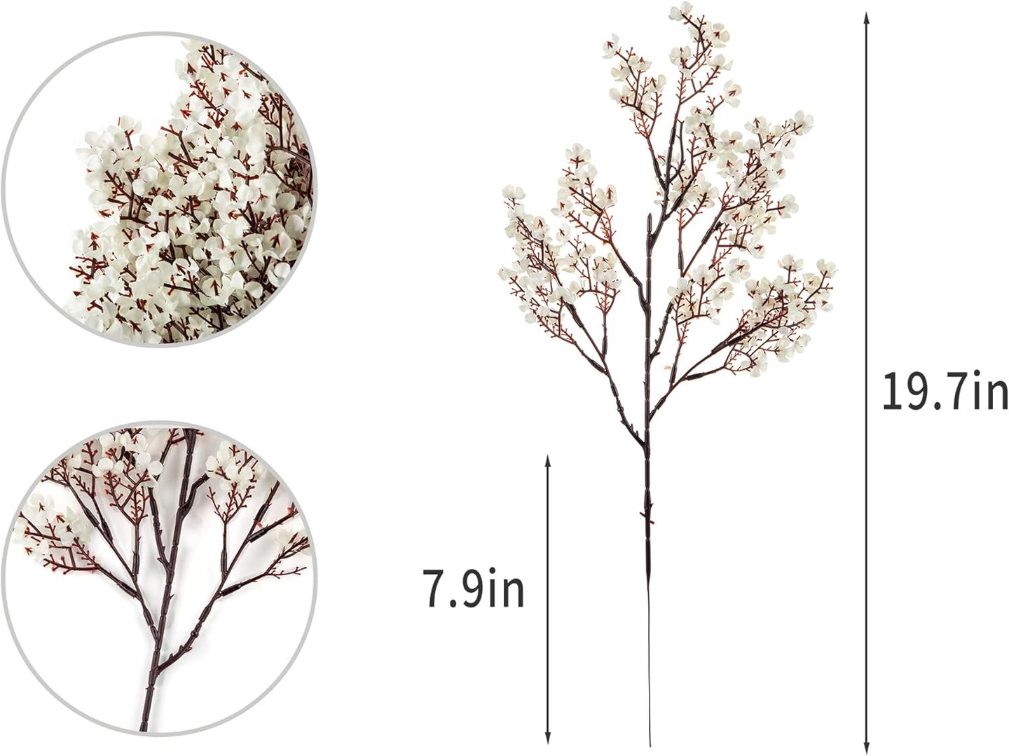 10 Pcs Baby Breath Bulk Silk Artificial Flowers Bouquet Real Touch Flowers for Home Kitchen Party Centerpieces Decoration(White)