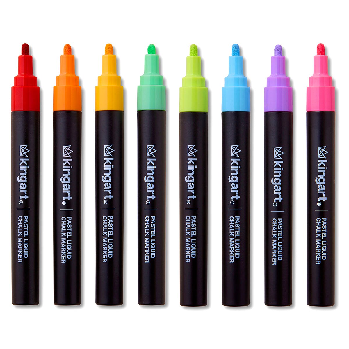 KINGART&#xAE; Liquid Chalk Markers, Pastel Colors, Round &#x26; Chisel Tip, Set of 8