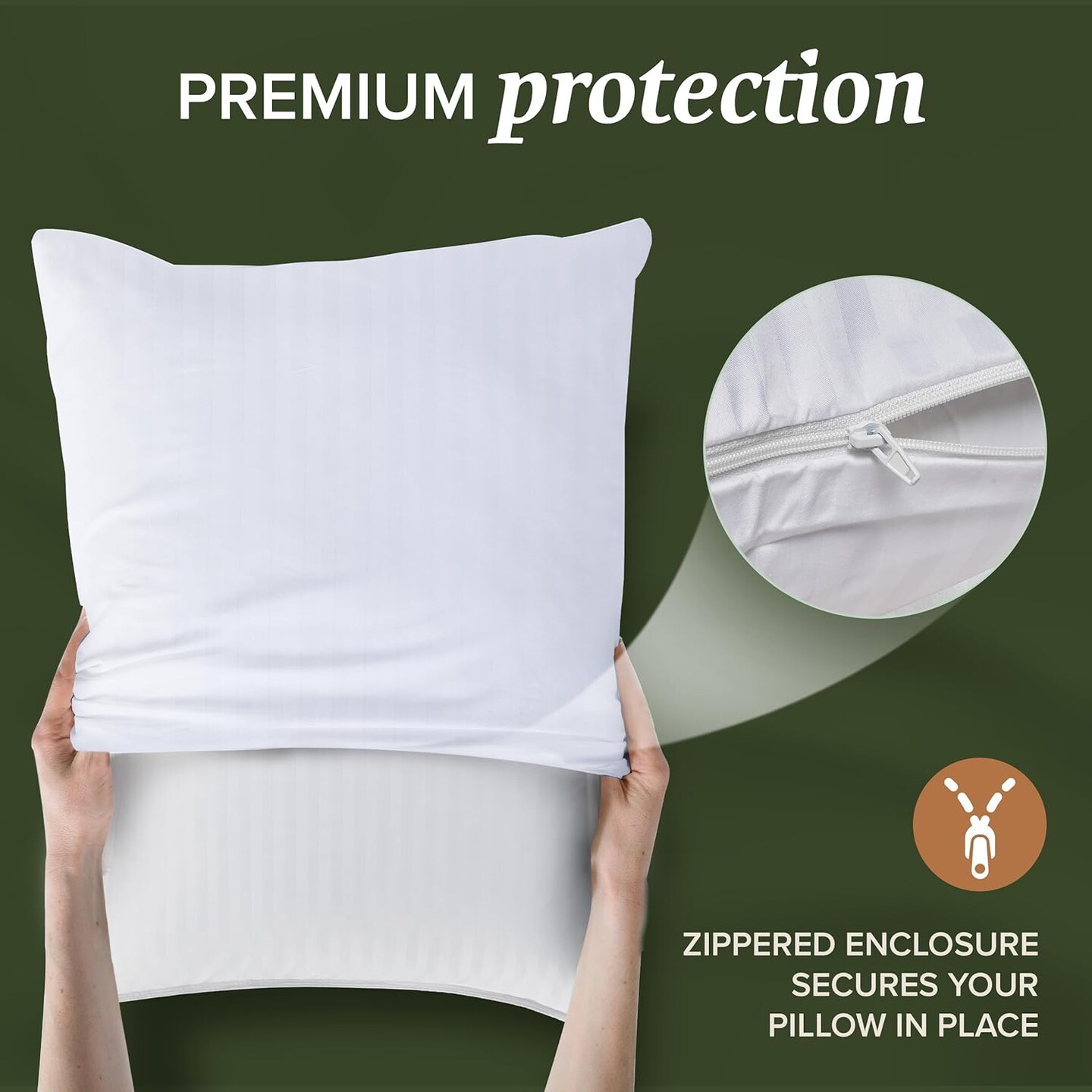 King Size Pillow Protector 2 Pack with Zipper, Soft and Breathable Cotton Pillow Protector Covers