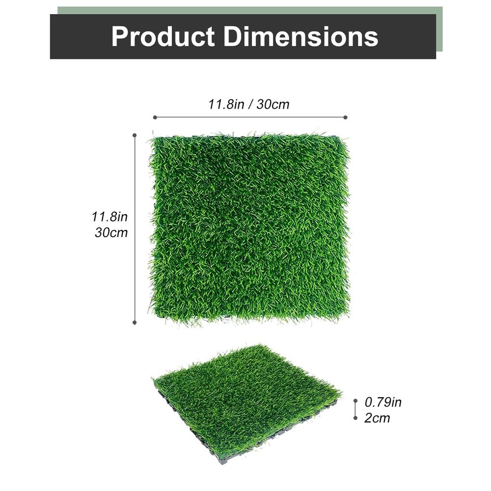 35ct 12&#x22; Artificial Grass Self-Draining Interlocking Turf Tiles