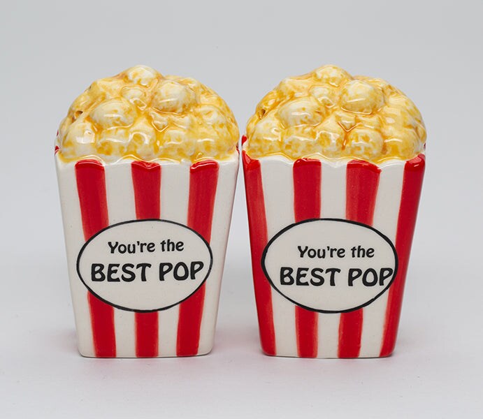 Ceramic Popcorn Salt and Pepper Shakers, Popcorn Lover Gift, Father&#x27;s Day Gift