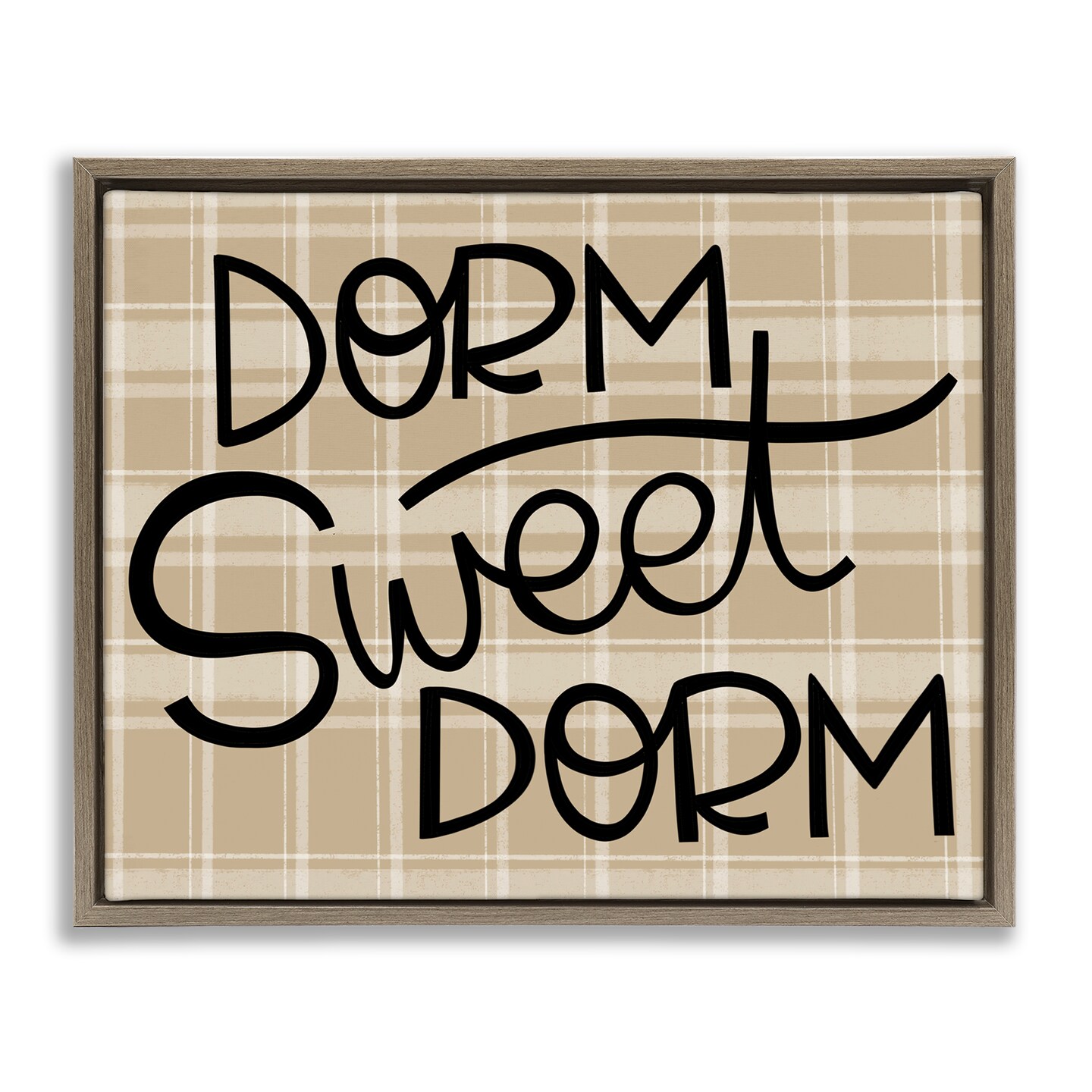 Stupell Industries Sweet Dorm on Plaid Floating Frame Design by Mandy Ford Art + Illustration