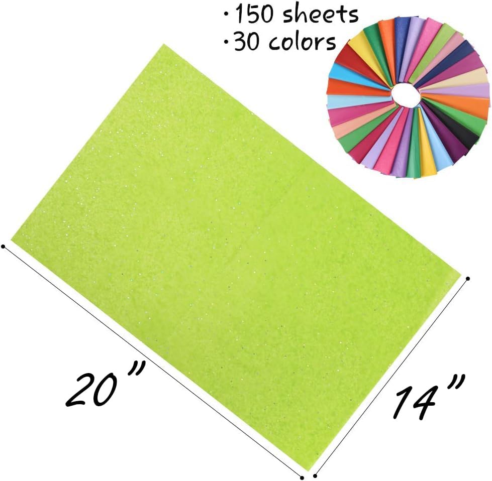 150 Sheets Tissue Paper, 14x20 Inch Tissue Paper for Gift Bags Multicolor Gift Wrap Supplies Bulk for Crafts Party Decorations Art Projects