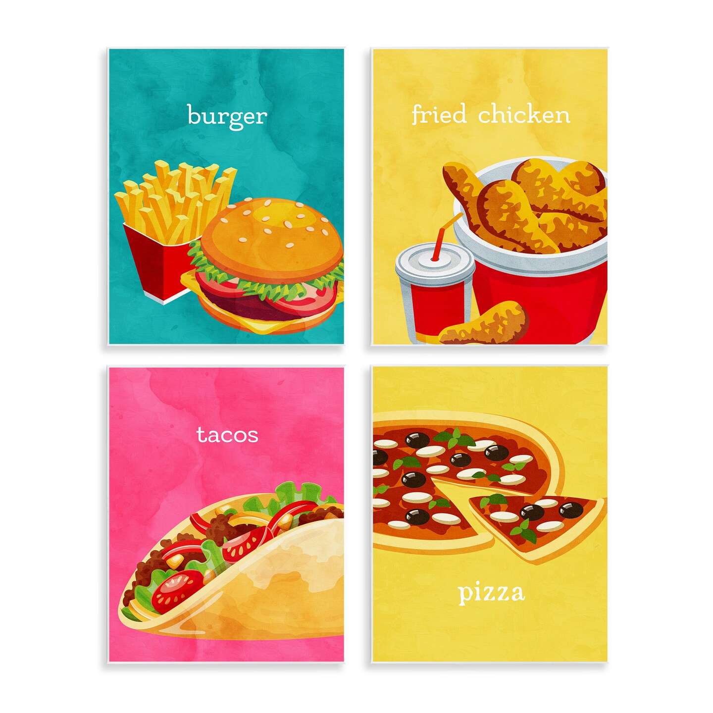 Stupell Industries Delicious Fast Food Meals Wall Plaque Design by Kim Allen