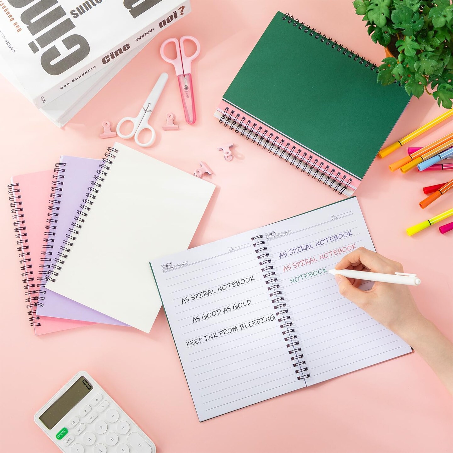 A5 Spiral Notebooks 6x8 inch Small Spiral Notebook College Ruled Hardcover Sketchbook Journals Wirebound Memo Notepads, 100 Pages, 50 Sheets for Office School Supplies