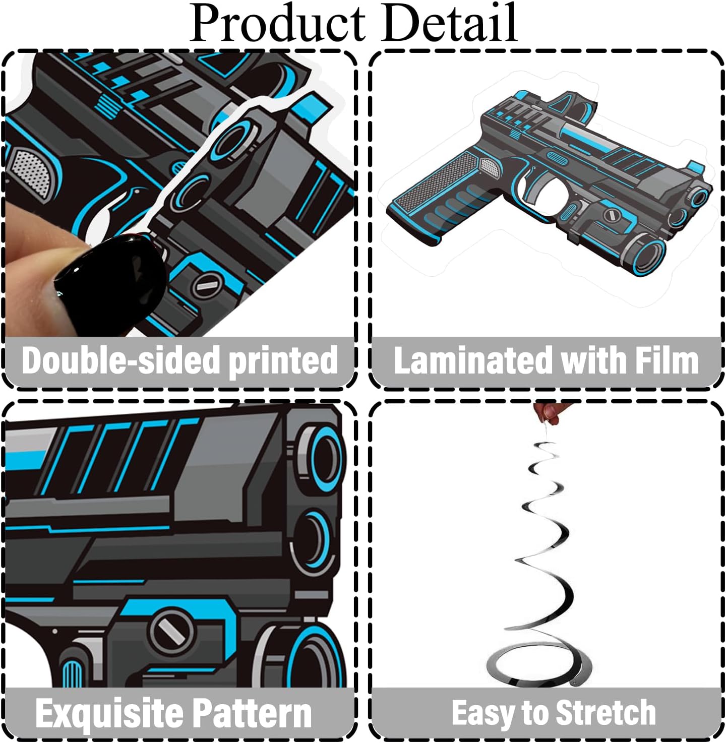 Gun Hanging Swirls Gun Pistol Party Hanging Decorations 20PCS Gun Shooting Ceiling Swirls Gun Themed Birthday Party Hanging Streamers for Gun Party Baby Shower Supplies