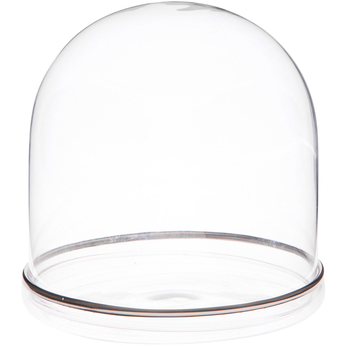 Plymor 4" x 4" Glass Display Dome Cloche (Silver Rim Glass Tray Base)
