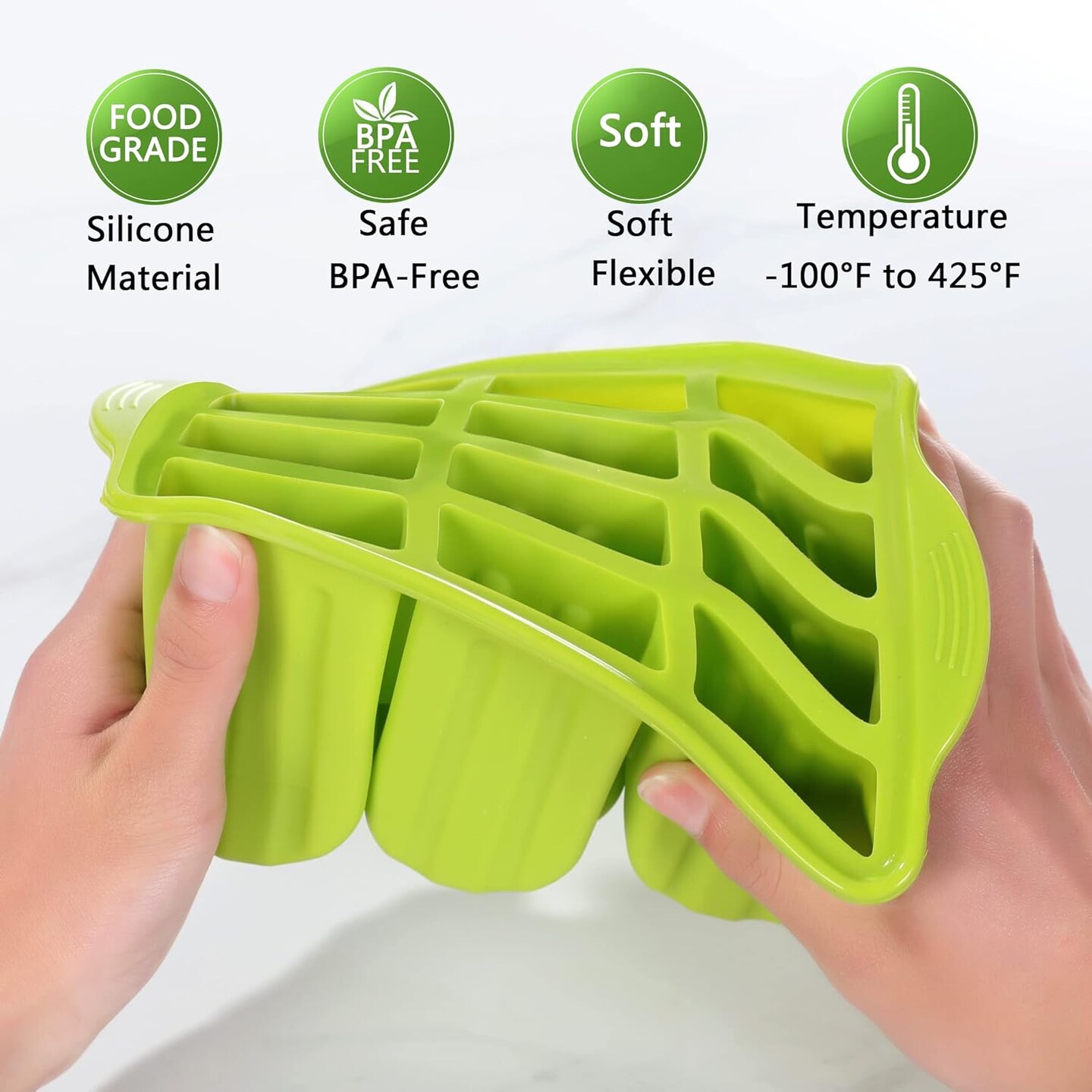 Popsicles Molds Set, 12 Cavity Homemade Maker Ice Pop Mold, Silicone Freezer Molds with 50 Popsicle Sticks 50 Popsicle Bags 50 Ties Funnel Recipes and Brush (Pin k)