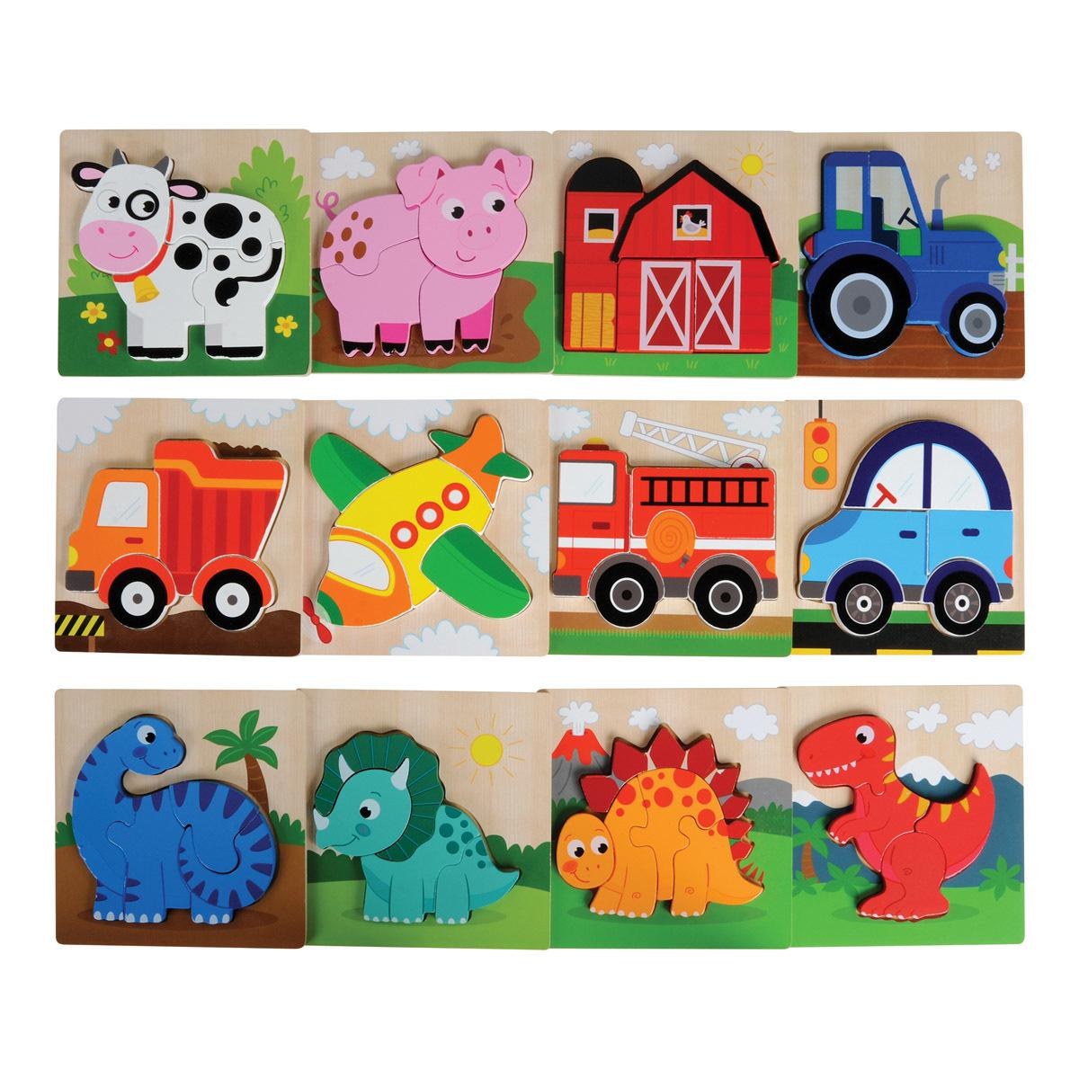 Master Pieces Puzzles Chunky Wooden Puzzles &#x2013; Set of 12 (6&#x22; x 6&#x22;)