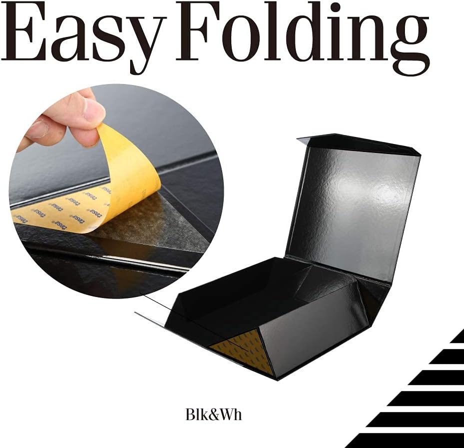 3 Extra Large Black Gift Boxes with Lids, 16.3 x 14.2 x 5 Inches – Glossy Black with Grass Texture for Clothes, Large Gifts, and Special Occasions