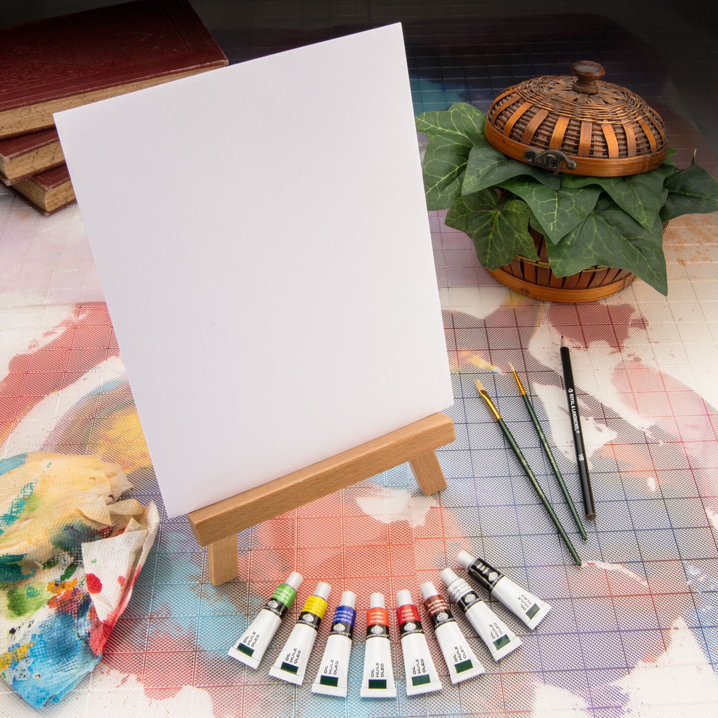 REA5406 | Oil Paint A-Frame Easel Art Set - 13pc