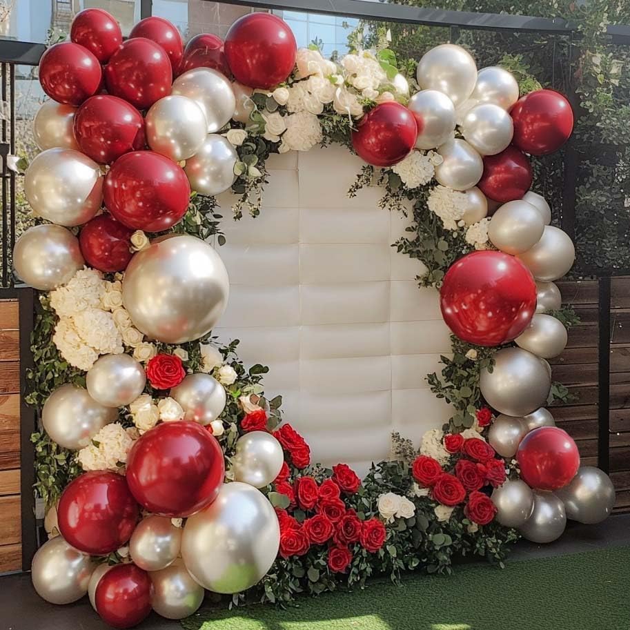 Red White Balloon Garland Dark Red Double Stuffed Balloons Arch Kit