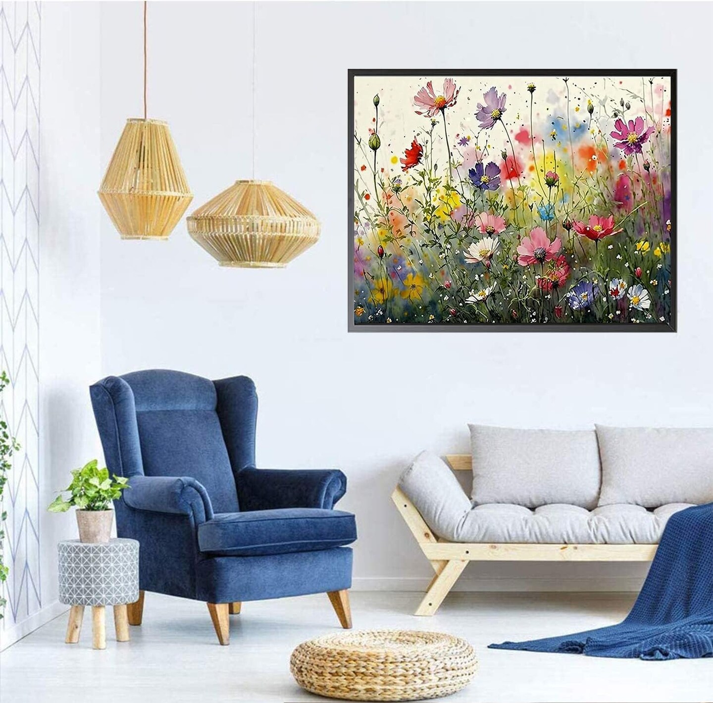 Colorful Flower 5D DIY Diamond Art Kits Full Drill Diamond Dots for Gift Wall Decor and Relaxation Gem Arts 12x16 inch