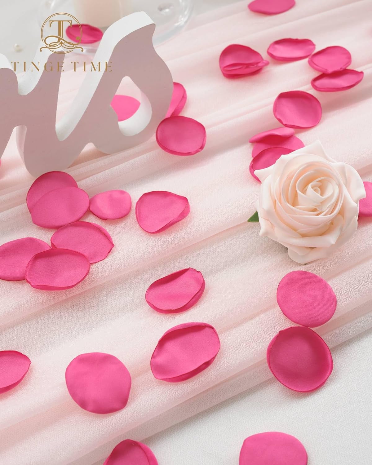 Silk Flower Petals for Wedding Decoration - 200pcs Fake Rose Petals for Bridal Showers &#x26; Parties - Hot Pink