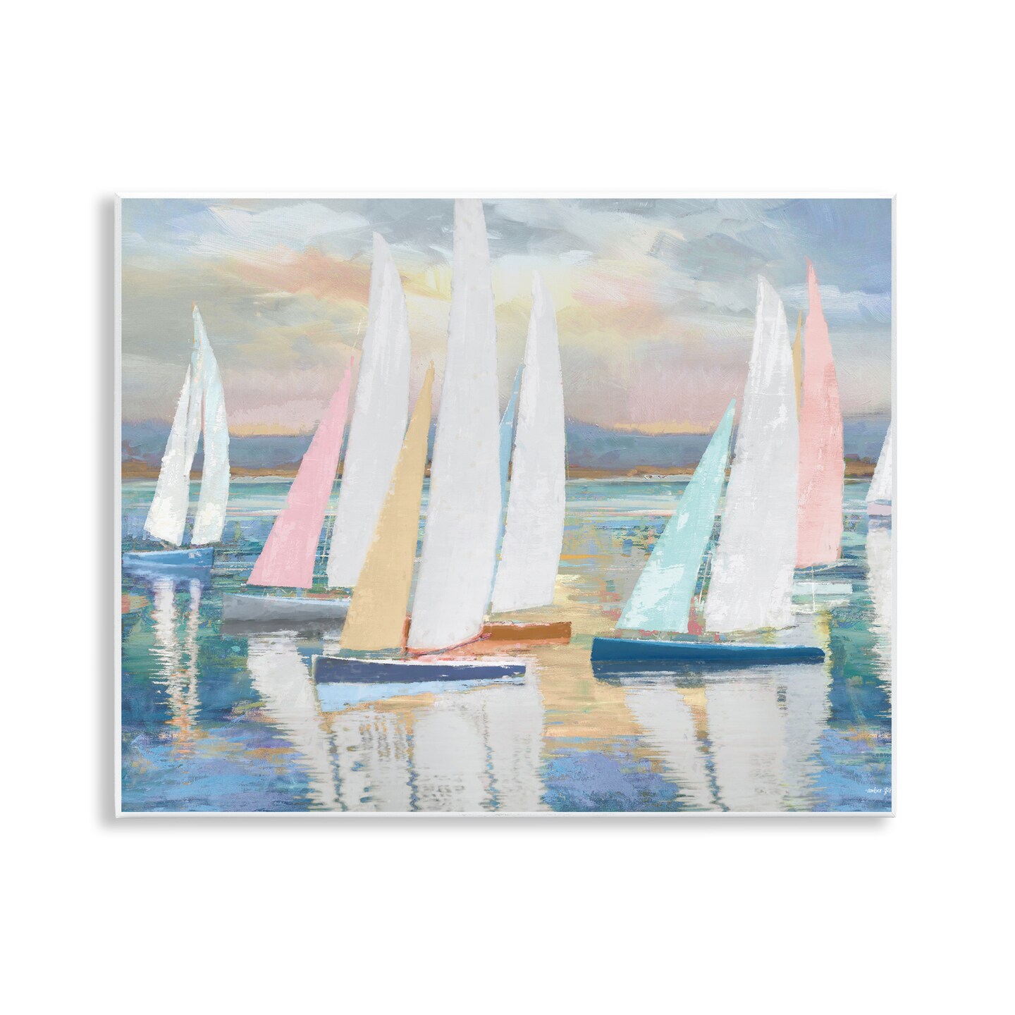 Stupell Industries Abstract & Pastel Sailboat Fleet Wall Plaque Design by Amber Sterling