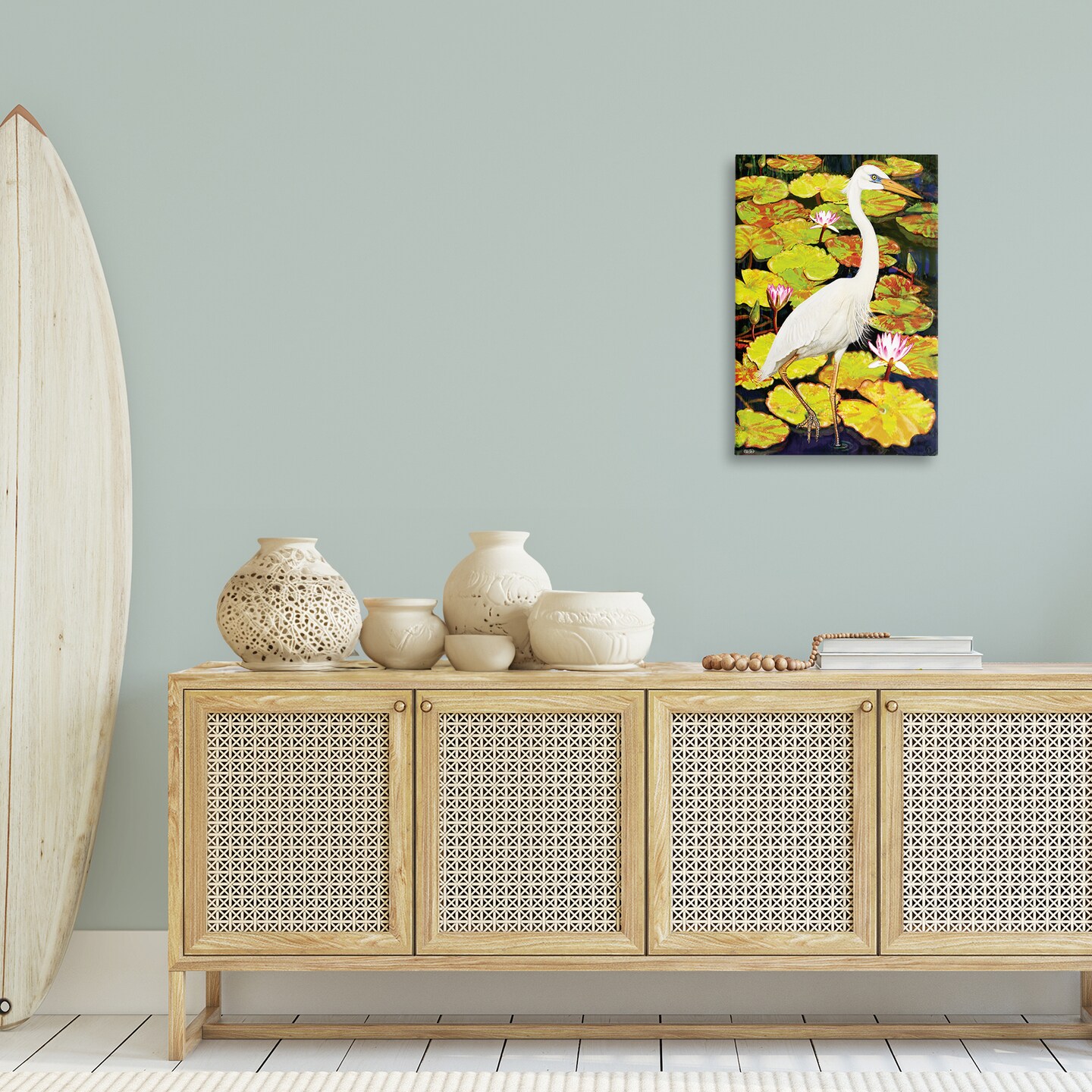 Stupell Industries Stepping Bird on Lily Pads Canvas Design by Rosiland Solomon