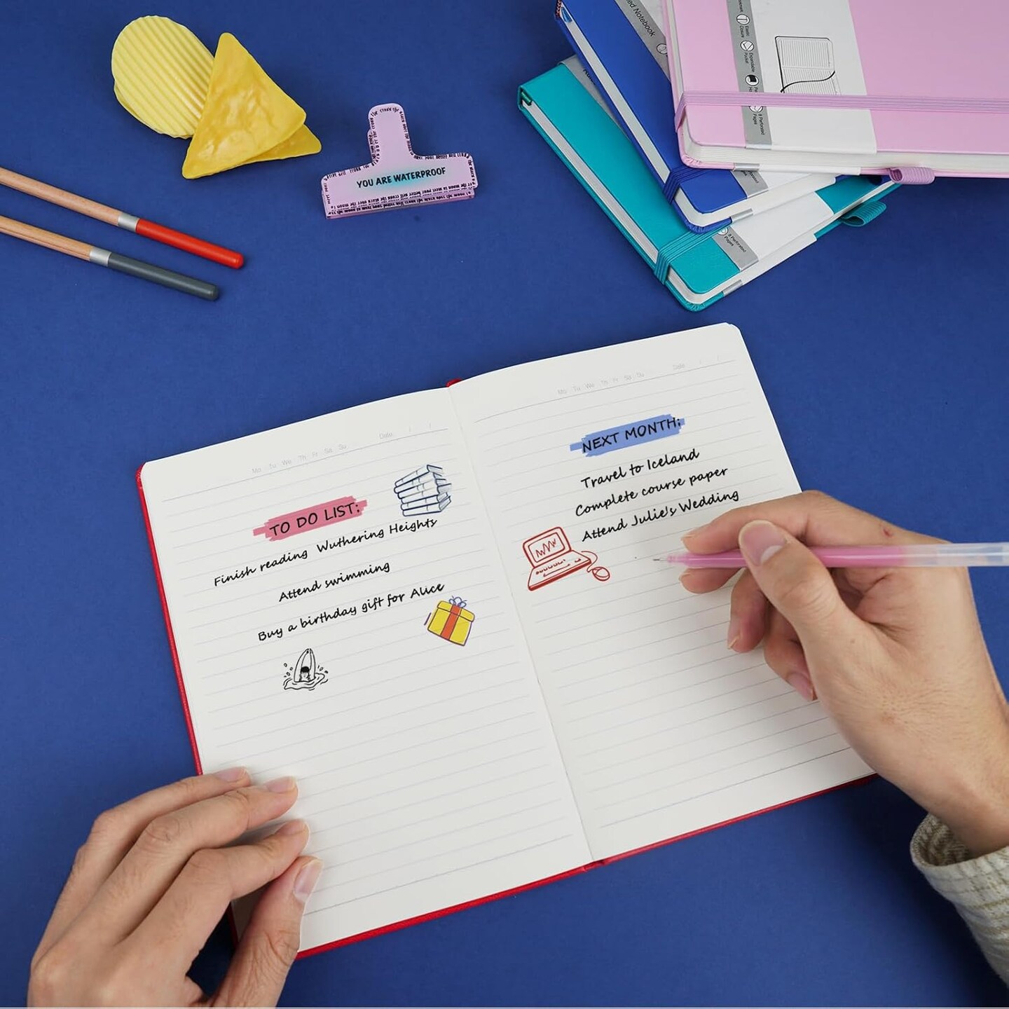 6 Pack Lined Journal Notebooks for Work, Travel, College, A5 Size 100 GSM Thick Paper, Classic Ruled, Hardcover Notepad for Writing 160 Pages