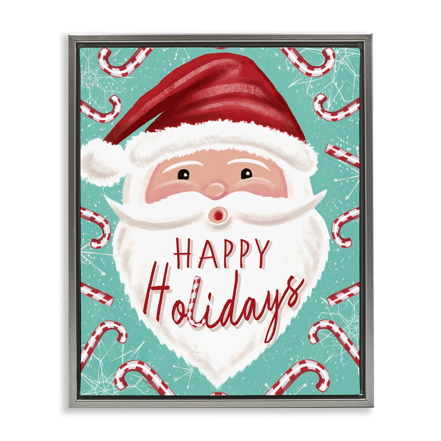Stupell Industries Jolly Santa &#x26; Candy Canes Floating Frame Design by Elizabeth Tyndall