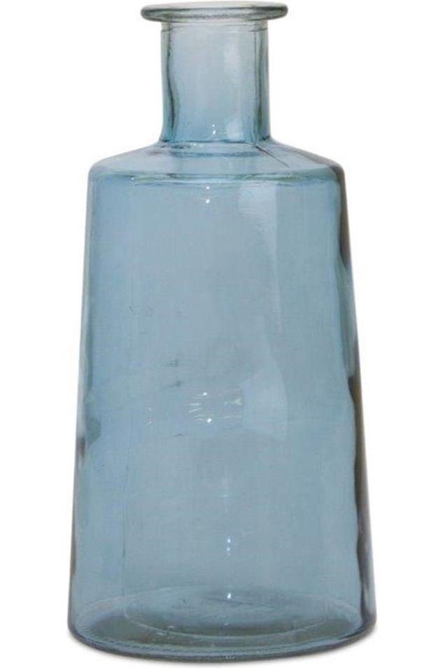 Blue Glass Tapered Bottle Vase (Set of 2)