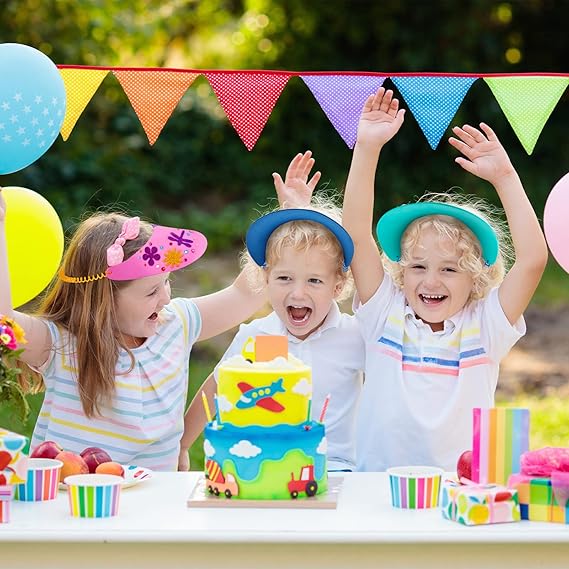 DIY Foam Visors for Kids with Summer Stickers Summer Party Crafts for Kids