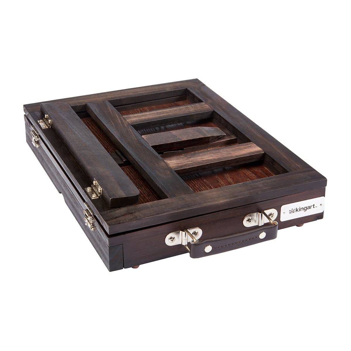 KINGART&#xAE; Studio Wooden Tabletop Desk Easel with Storage Drawer, Wood Paint Palette, Espresso Finish