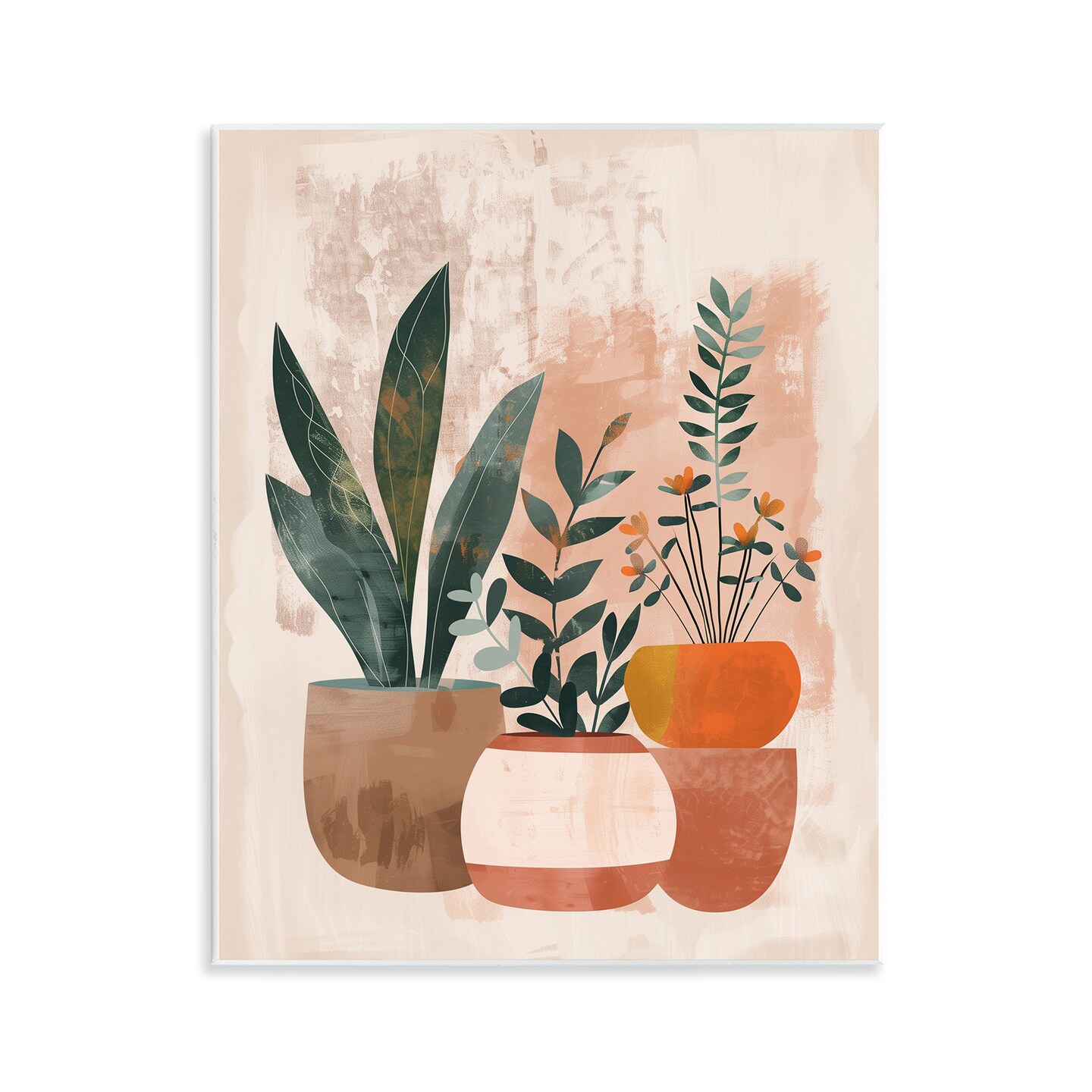 Stupell Industries Earthy Boho Potted Plants Wall Plaque Design by LSR Creative Studio
