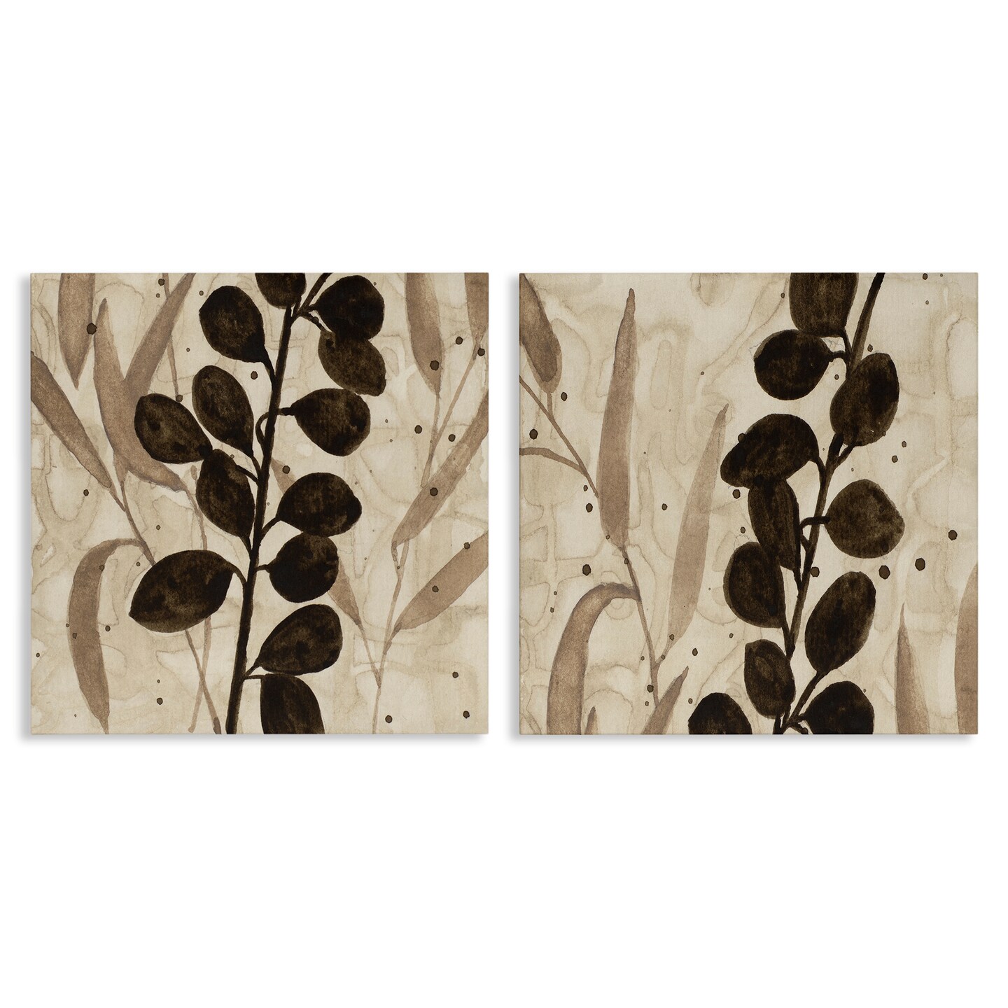 Stupell Industries Natural Tone Sprouting Leaves 2pc Canvas Set Design ...