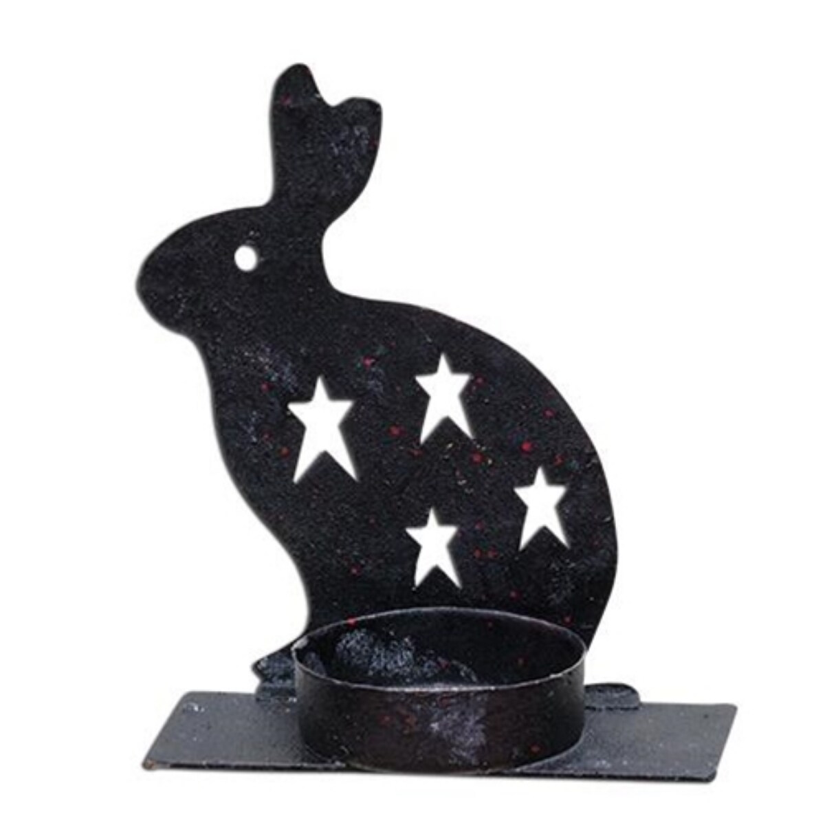 Black Metal Rabbit Tealight Holder and Star Cutouts