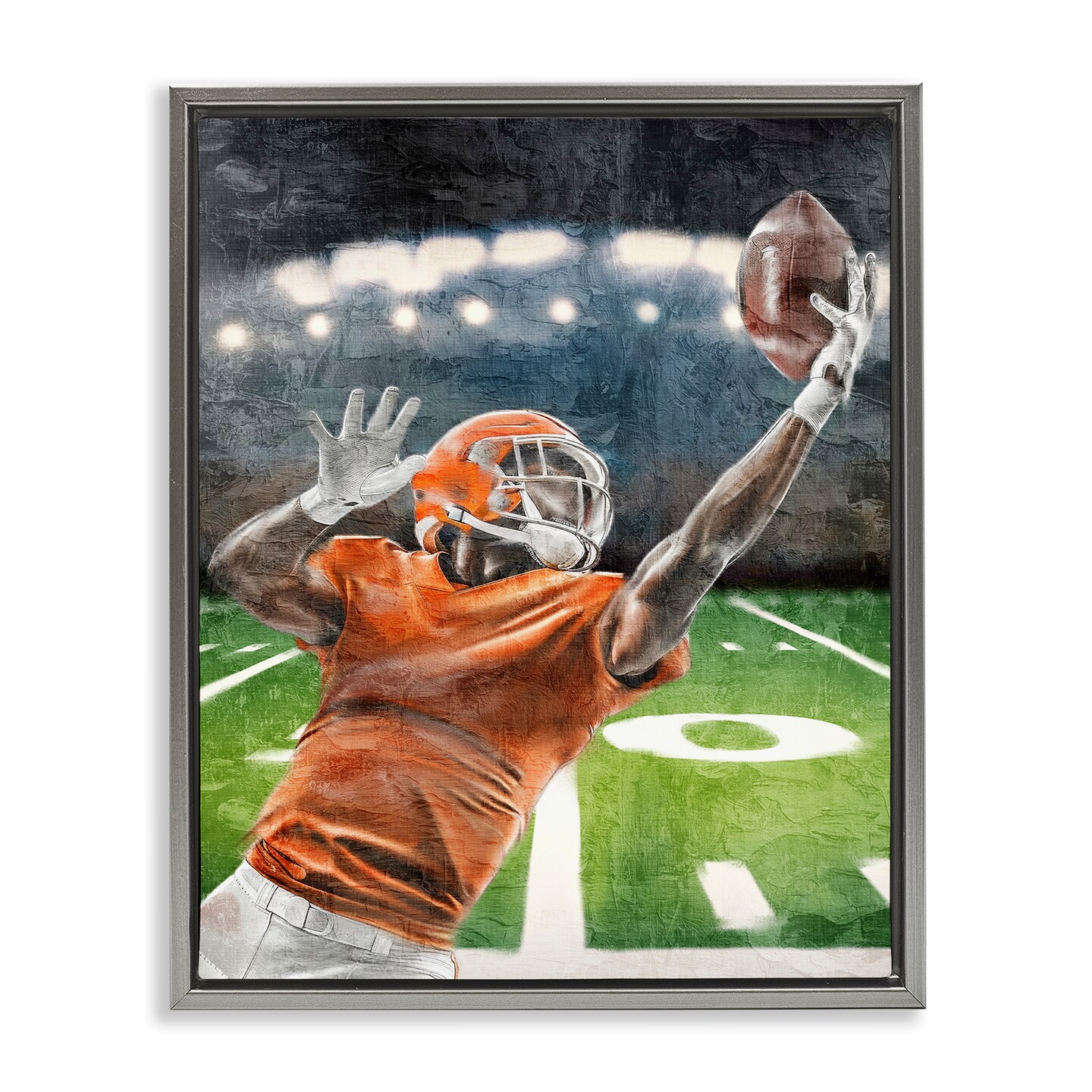 Stupell Industries Athlete Catching Football Floating Frame Design by Kim Allen