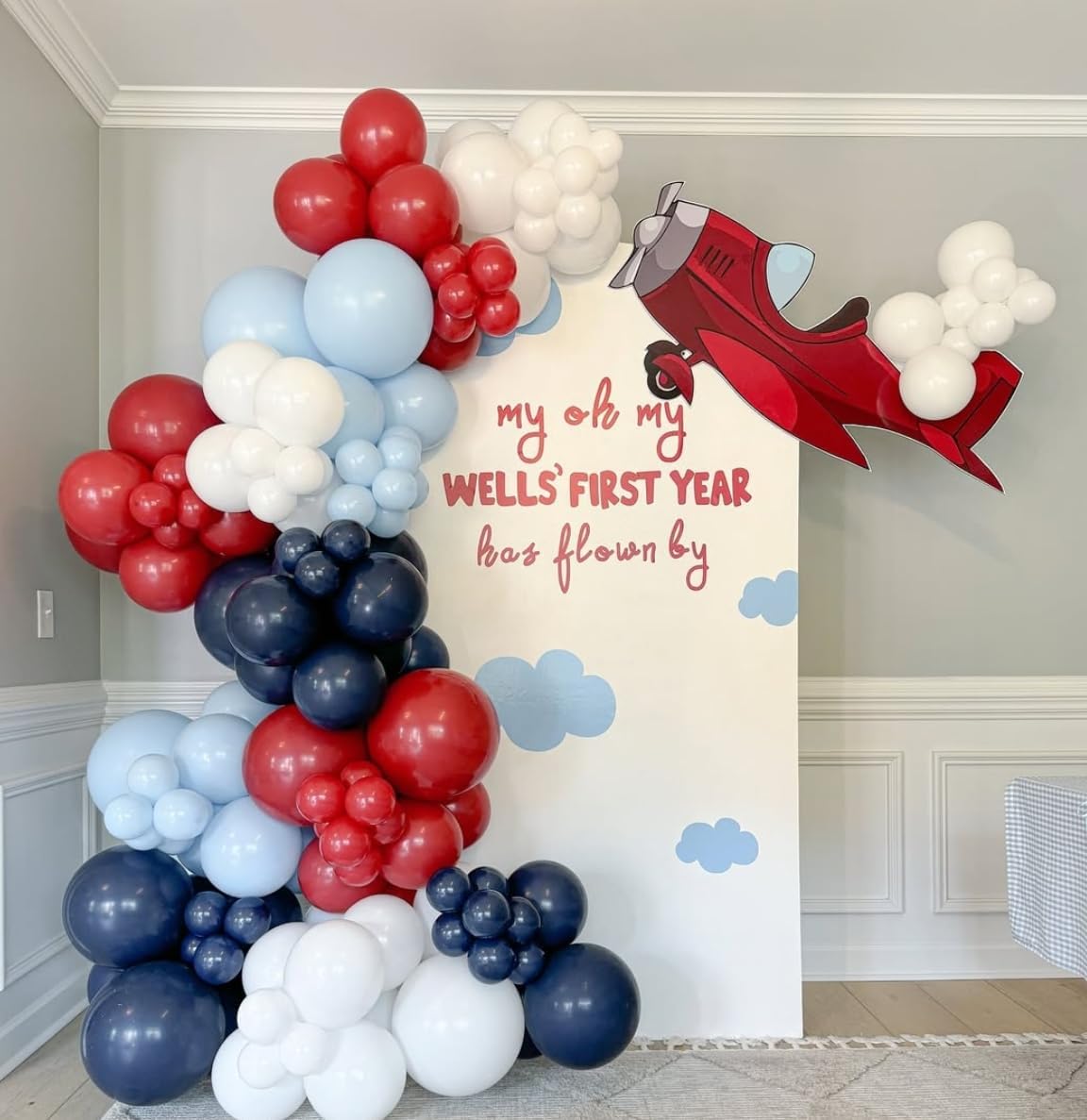 Red Blue White Balloons, 60 PCS 12 inch Navy Blue Light Blue and Red Latex Balloon for Labor Nautical Baseball Party Decorations