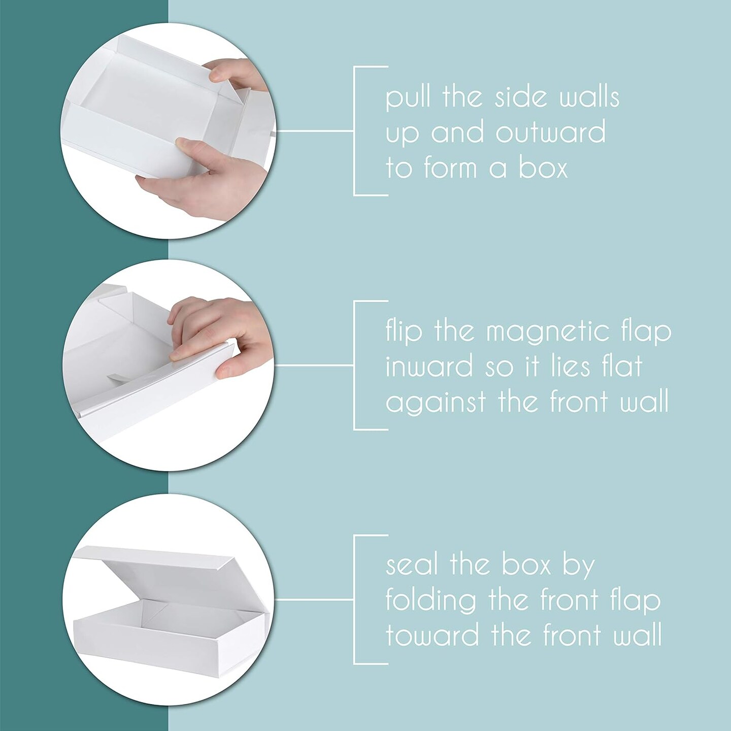 White Hard Gift Box with Magnetic Closure Lid 7 inch x 5 inch x 1.6 inch Rectangle Small Boxes For Gifts With White Glossy Finish (2 Boxes), 1 Count (Pack of 2)