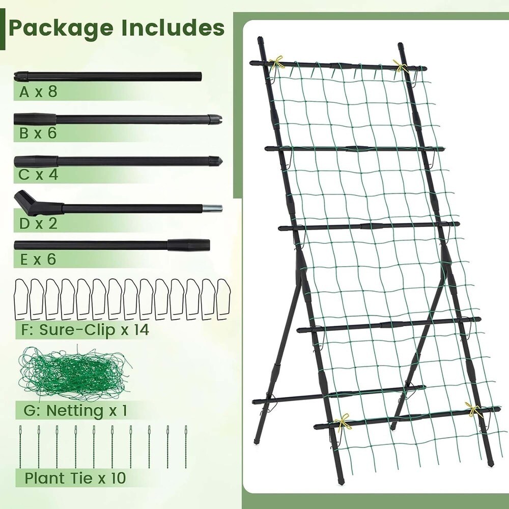 74&#x22; Cucumber Plant Support with A-Frame &#x26; Net