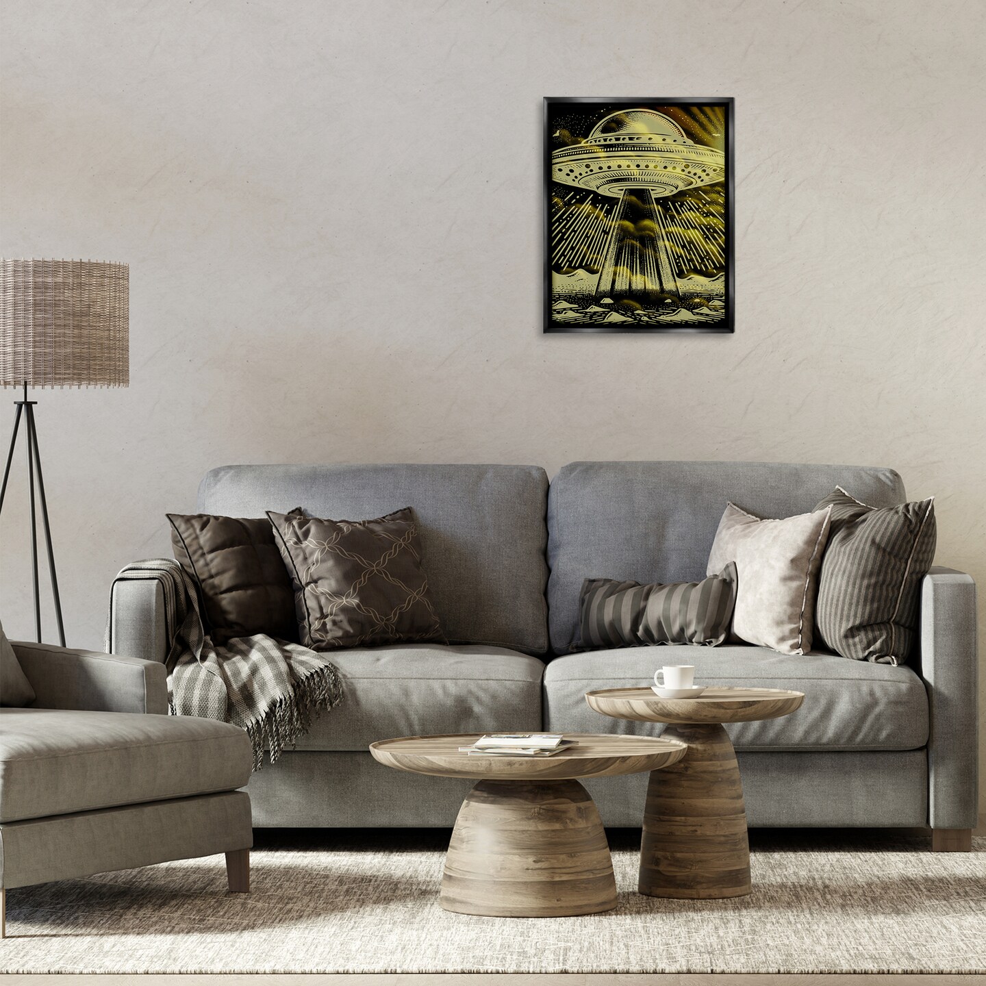 Stupell Industries Mysterious Alien UFO Floating Frame Design by Jesse Keith