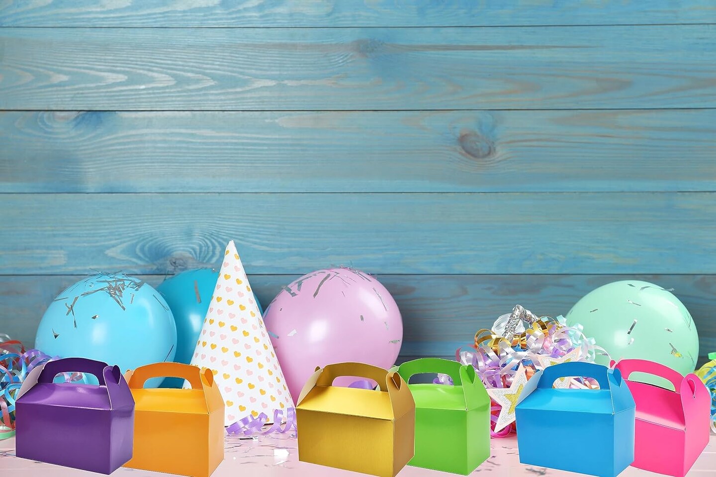 Gable Treat Boxes, Goodies Favor Box for Kids Birthday, Candy Boxes Party Favors, Weddings Events, Baby Shower, 6.25&#x22; x 3.5&#x22; x 3.5&#x22; Inch Box (Hot Pink Treat Box)