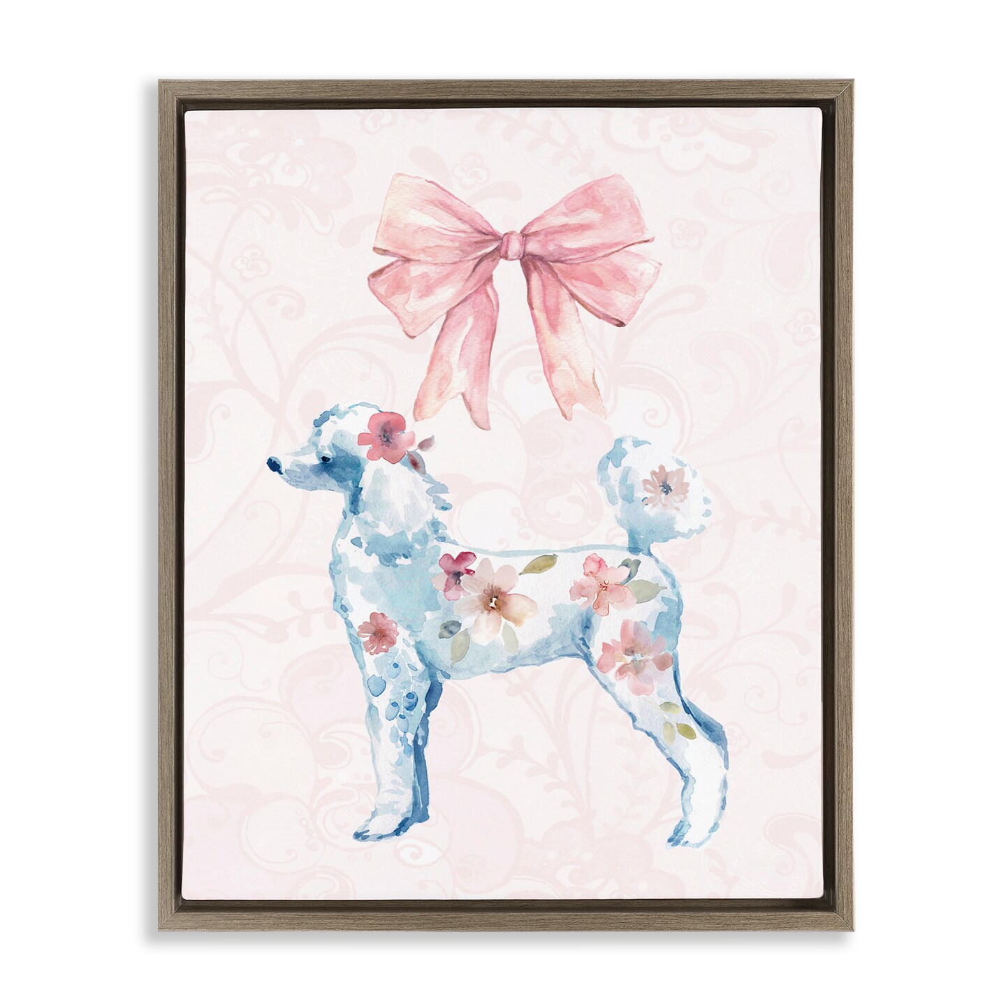 Stupell Industries Pastel Floral Dog Floating Frame Design by Carol Robinson