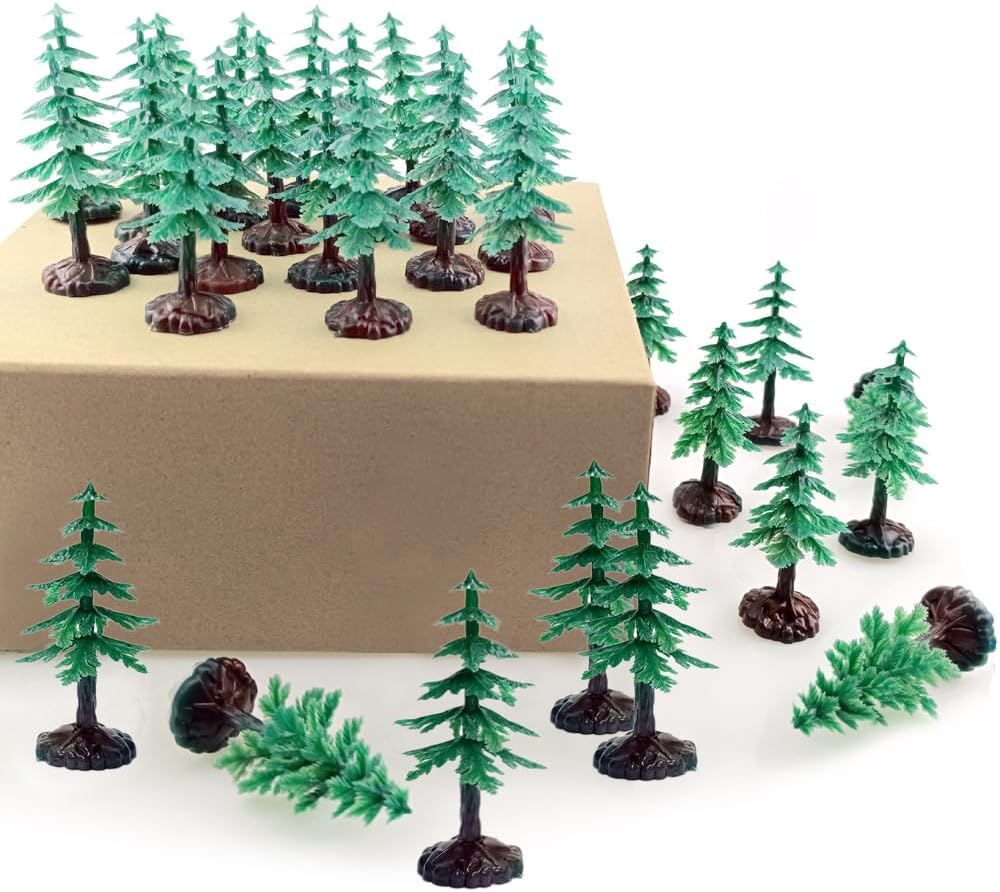 30 PCS Miniature Trees Miniature Christmas Tree Figurines for Crafts Plastic Trees Scenery Landscape Model Pine Tree Diorama Trees