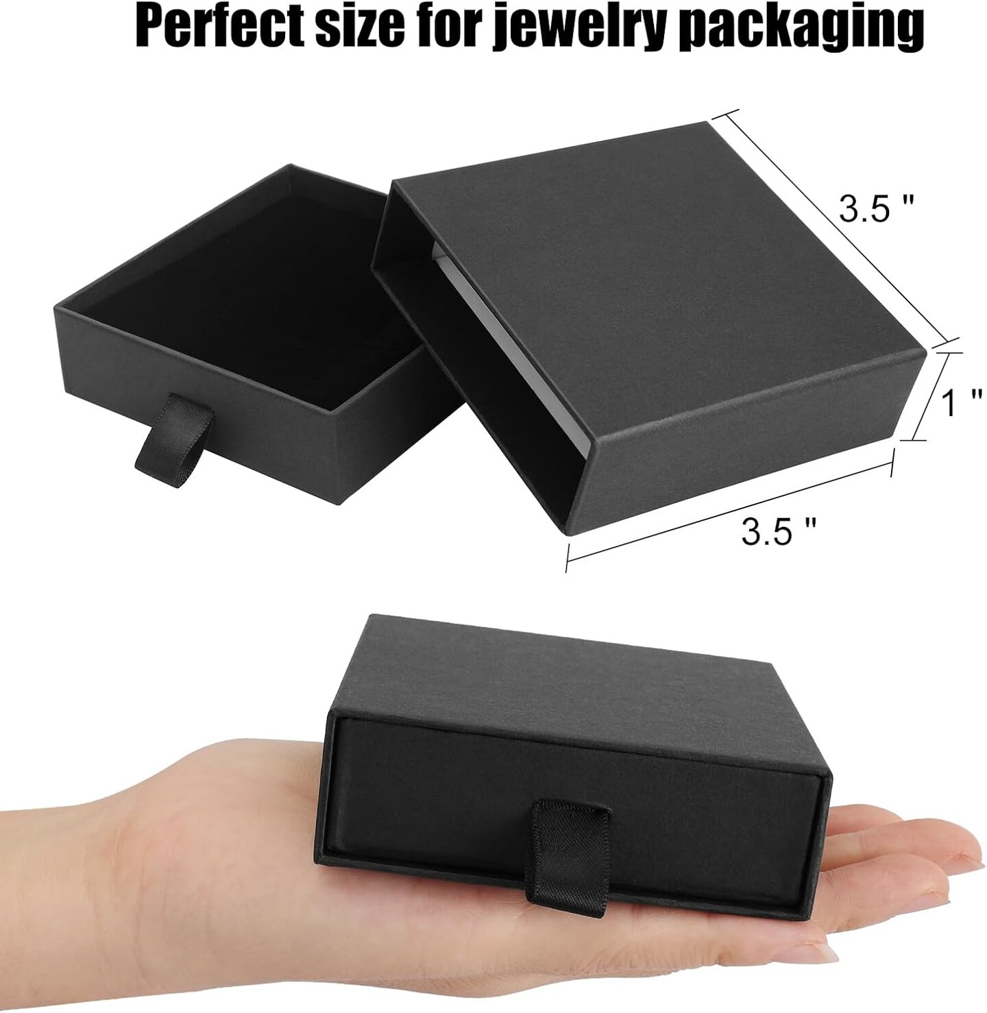 Jewelry Gift Boxes, 5 Pack 3.5&#xD7;3.5x1Inch Cardboard Jewelry Boxes, Bulk Small Jewelry Boxes with Lids for Necklace Ring Earring Display Box (Black)