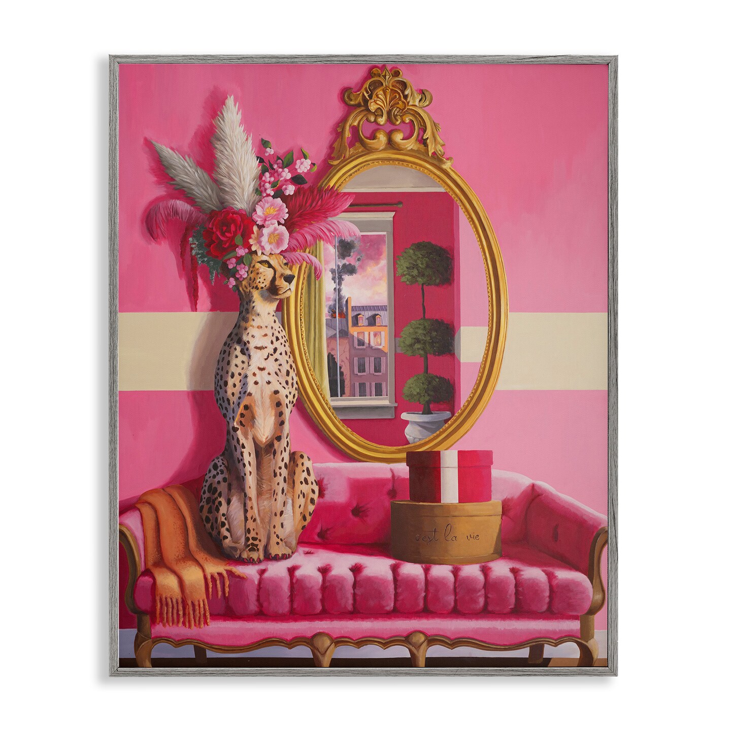 Stupell Industries Sophisticated Leopard on Couch Framed Giclee Design by Heather Gauthier