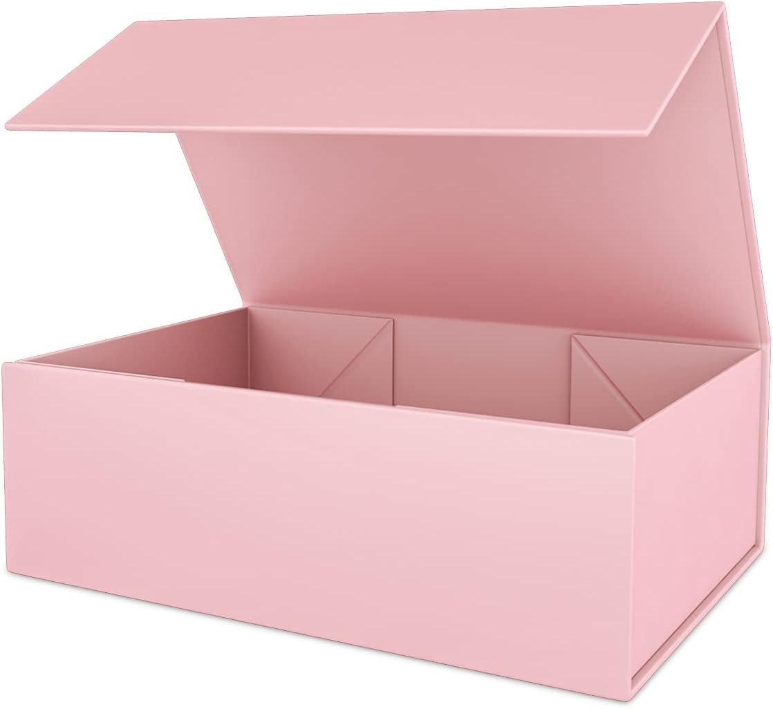 Pink Gift Box 12" x 6" x 4" with Magnetic Closure Lid Gift Box for Presents,Bridesmaid Gifts Box,Cute Box,Birthday Gift box,Luxury for Gift Packaging, Magnetic Gift Box for Wrapping Gifts (Pink)