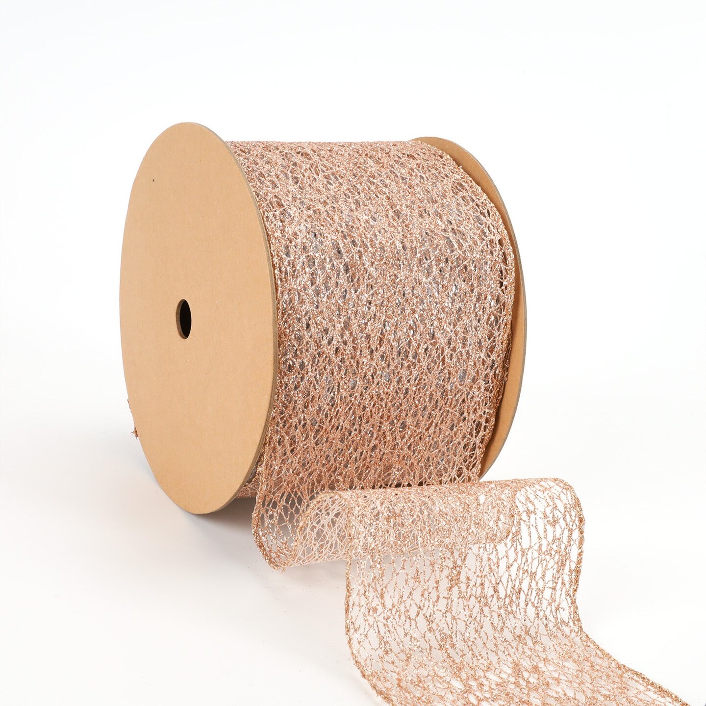 LaRibbons 4&#x22; Mesh Wired Ribbon | Rose Gold | 10 Yard Roll